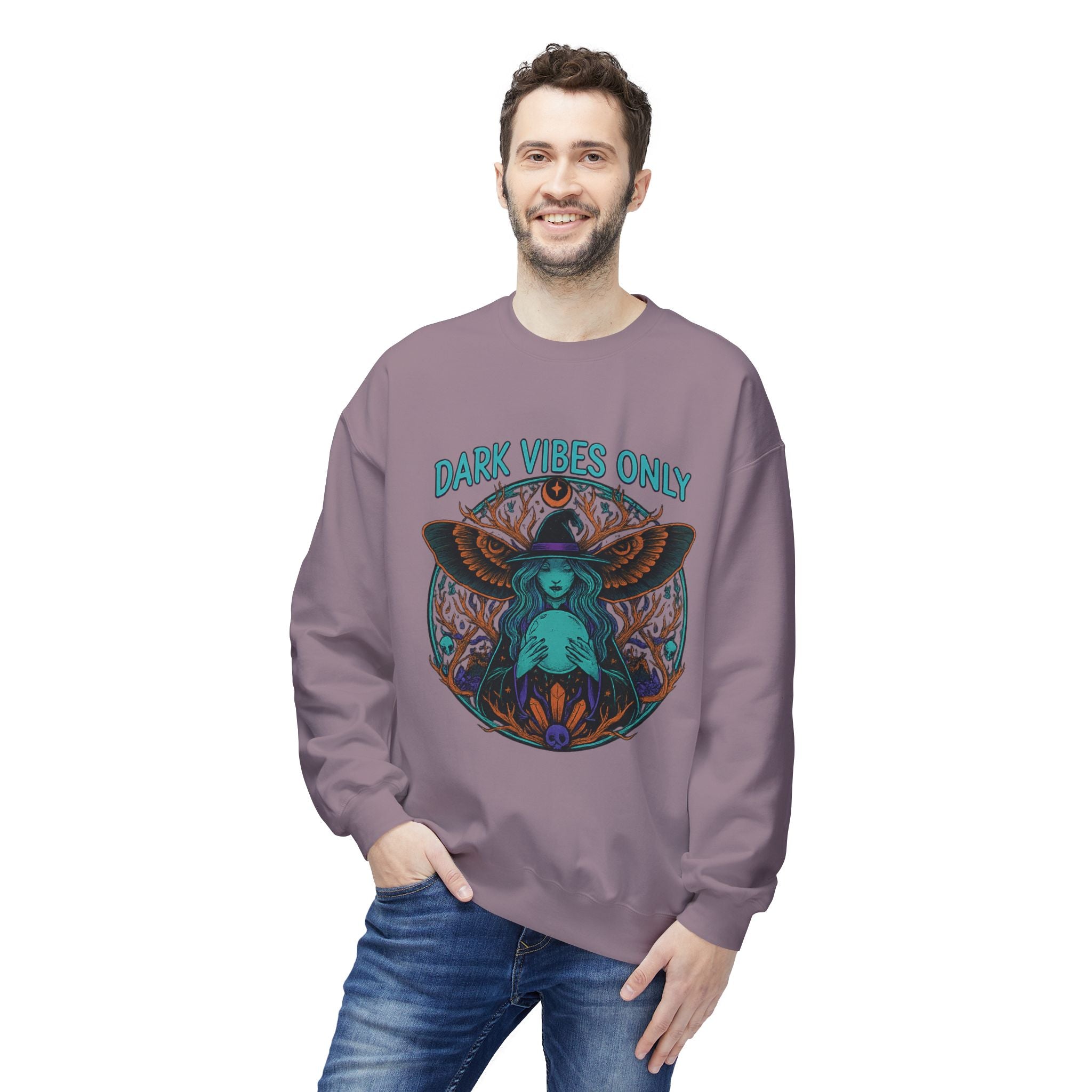 Dark Vibes Only 1 - Crewneck Unisex Sweatshirt - Cozy Halloween Apparel
