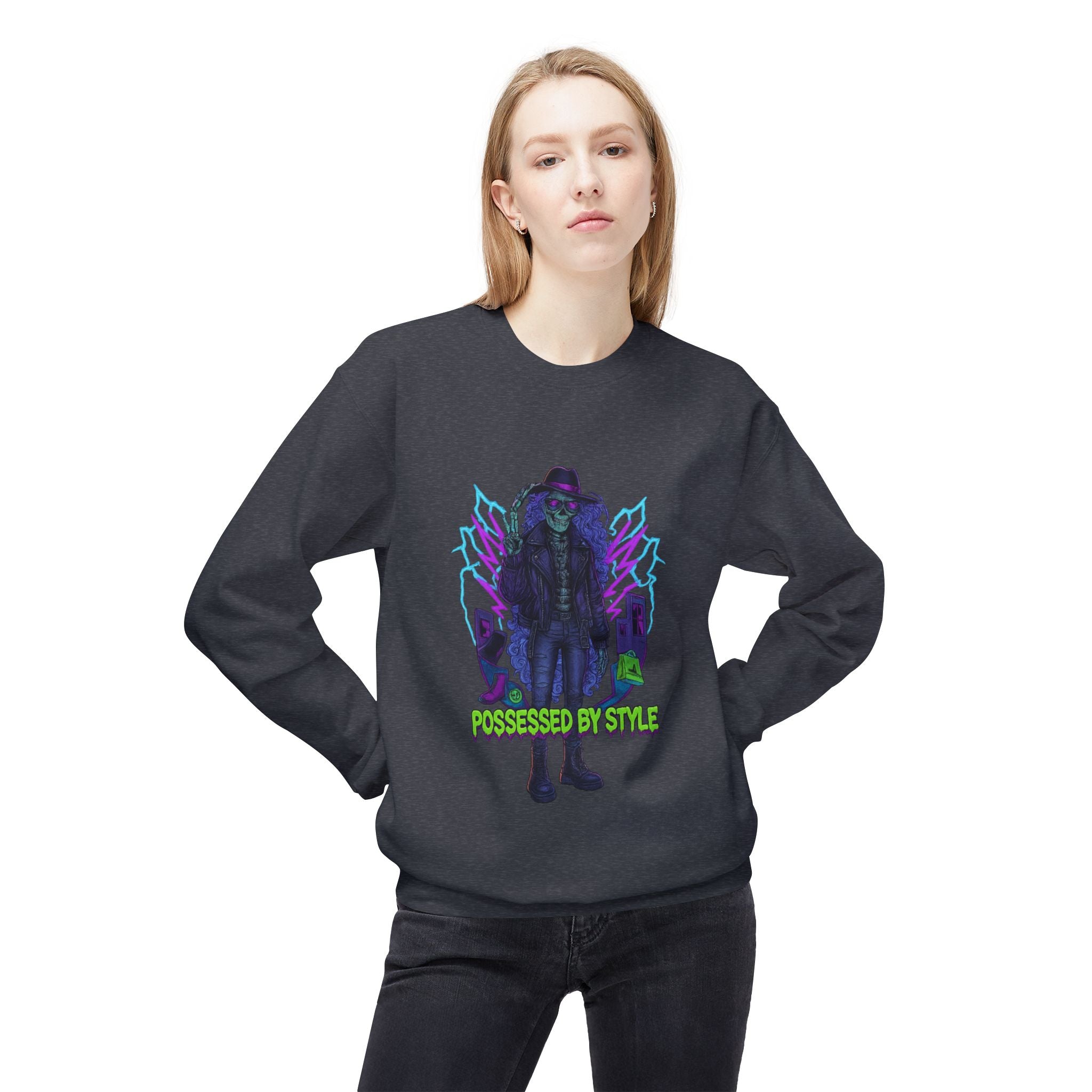 Possessed by Style 1 - Crewneck Unisex Sweatshirt - Cozy Halloween Apparel
