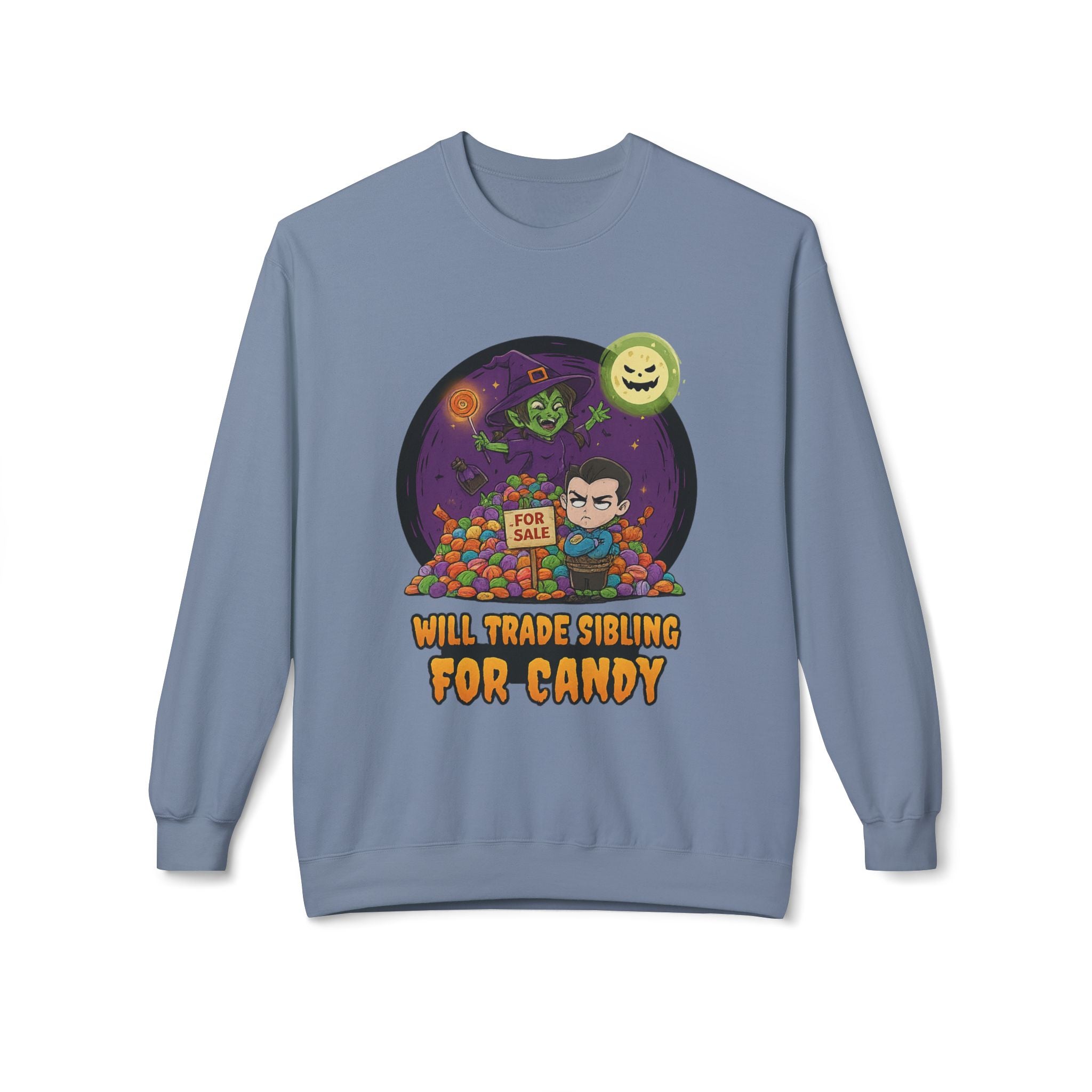 Will Trade Sibling for Candy 2 - Crewneck Unisex Sweatshirt - Cozy Halloween Apparel