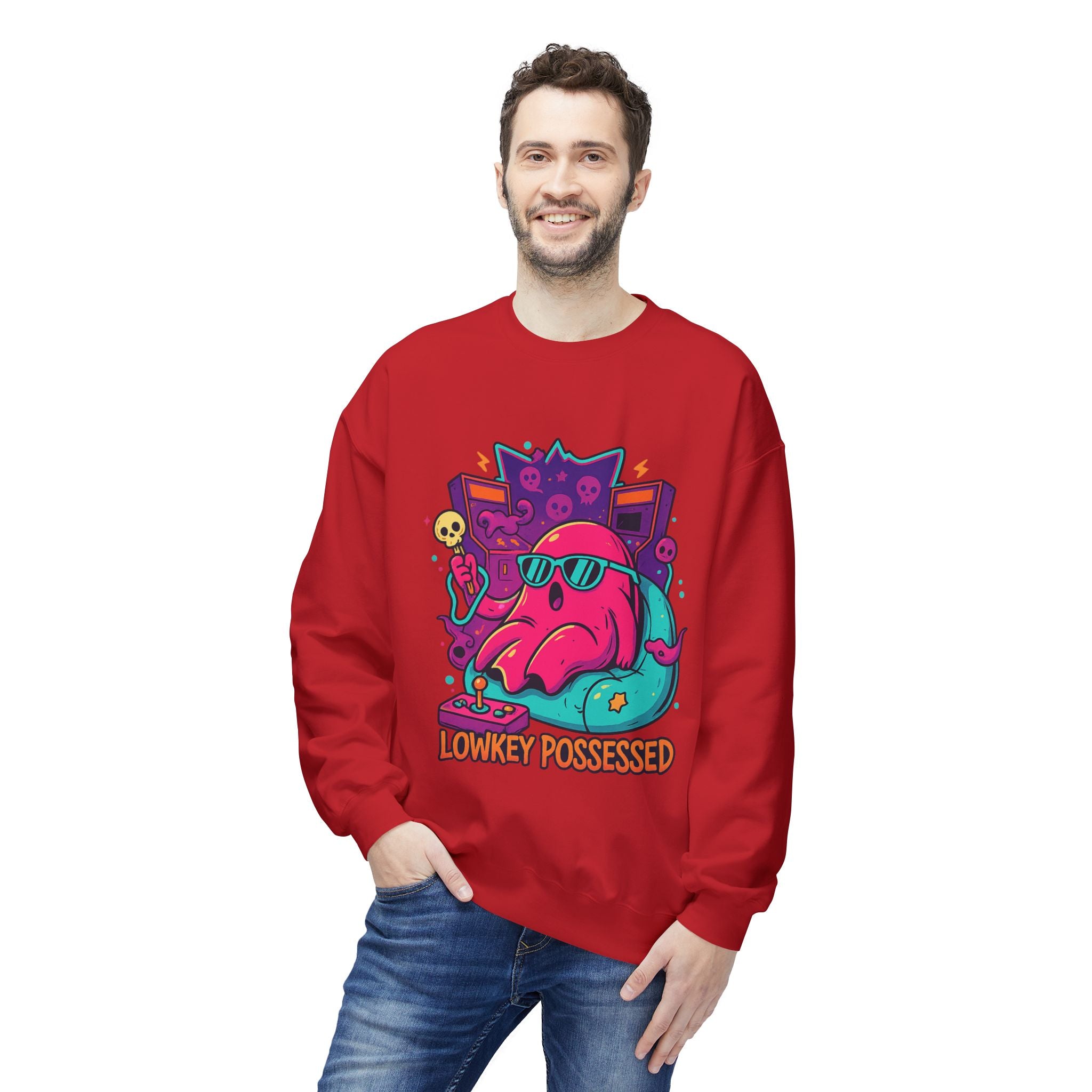 Lowkey Possessed 2 - Crewneck Unisex Sweatshirt - Cozy Halloween Apparel