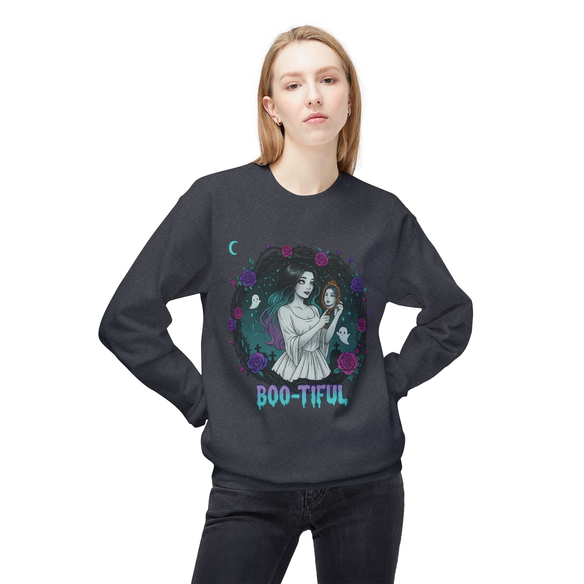 Boo-tiful 4.1 - Gothic Witch Crewneck Unisex Sweatshirt - Cozy Halloween Apparel