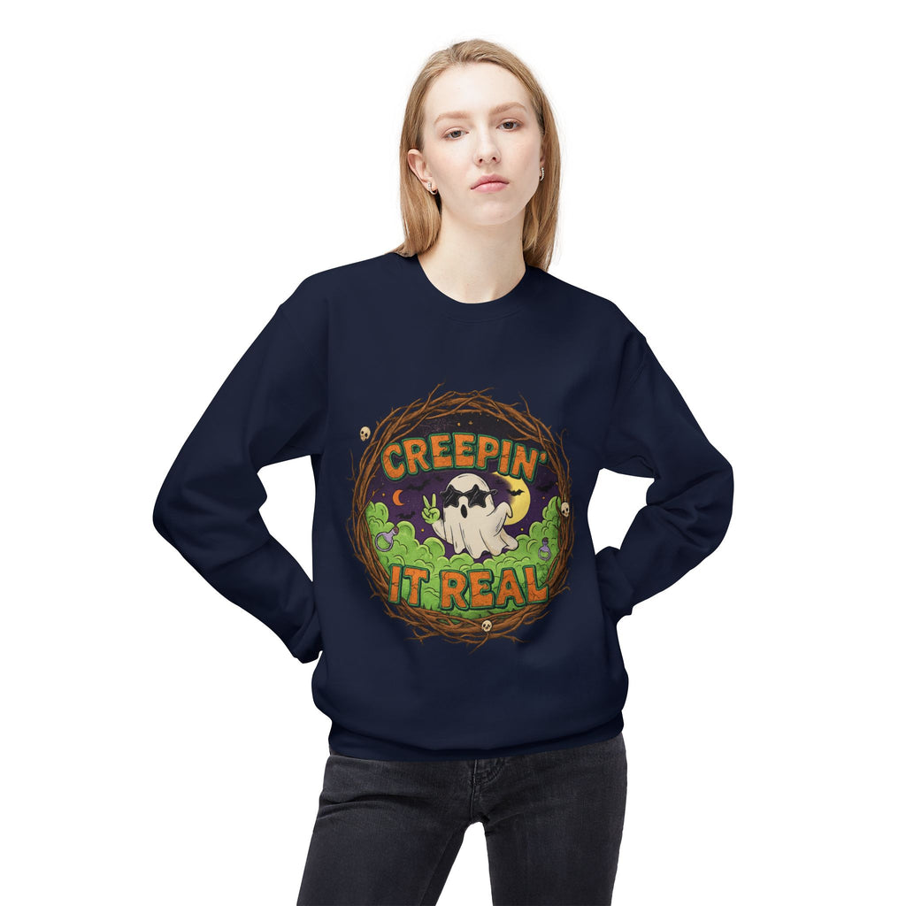 Creepin’ It Real 2 - Crewneck Unisex Sweatshirt - Cozy Halloween Apparel