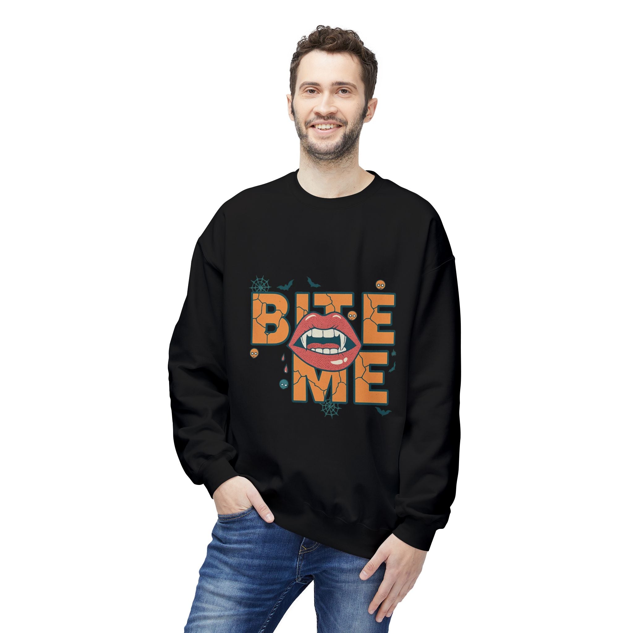 Bite Me 1- Crewneck Unisex Sweatshirt - Cozy Halloween Apparel