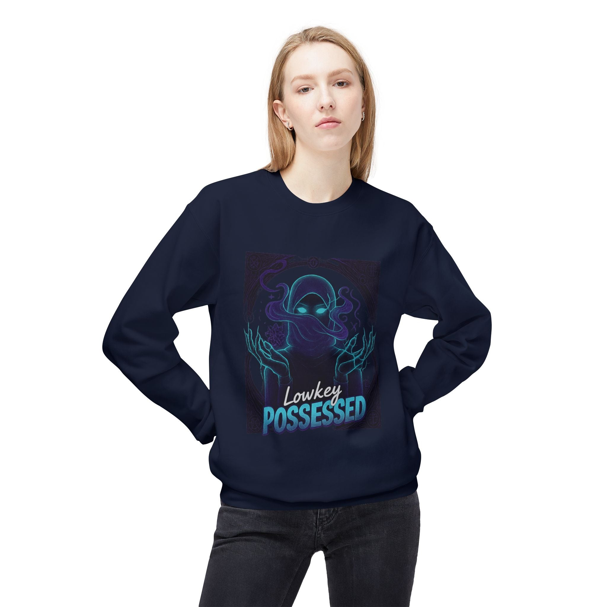 Lowkey Possessed 3 - Crewneck Unisex Sweatshirt - Cozy Halloween Apparel