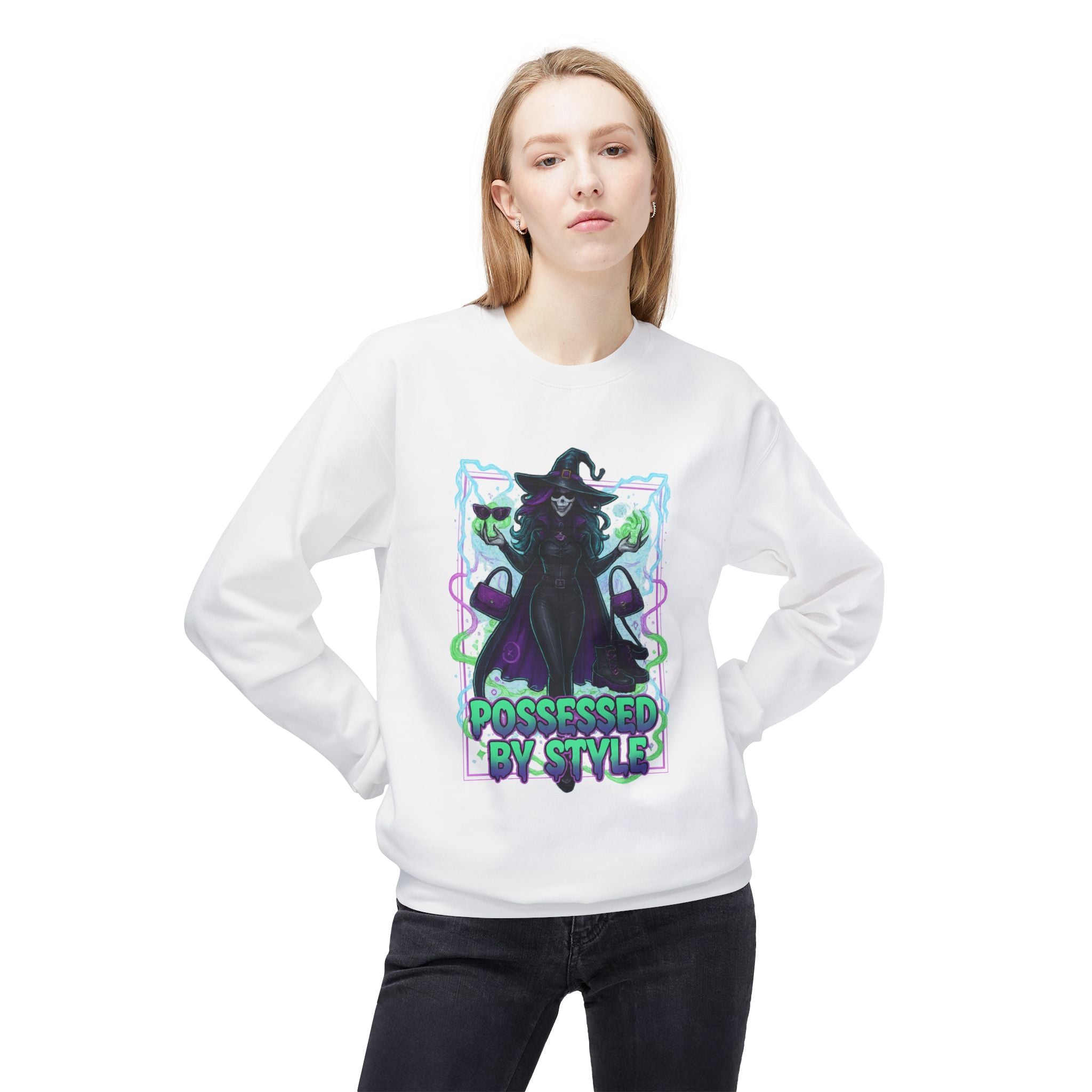 Possessed by Style 4 - Crewneck Unisex Sweatshirt - Cozy Halloween Apparel