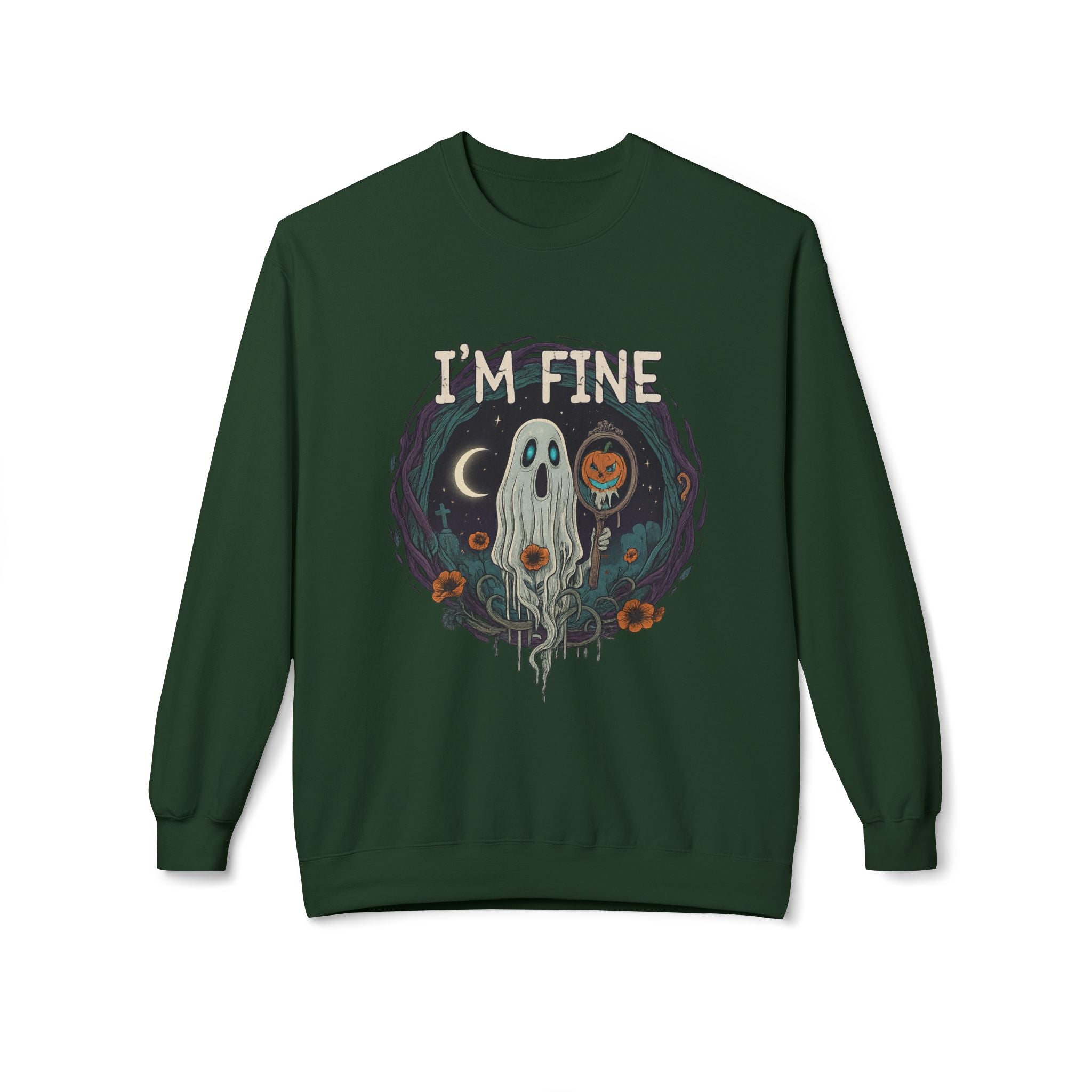 I'm Fine 2 - Crewneck Unisex Sweatshirt - Cozy Halloween Apparel