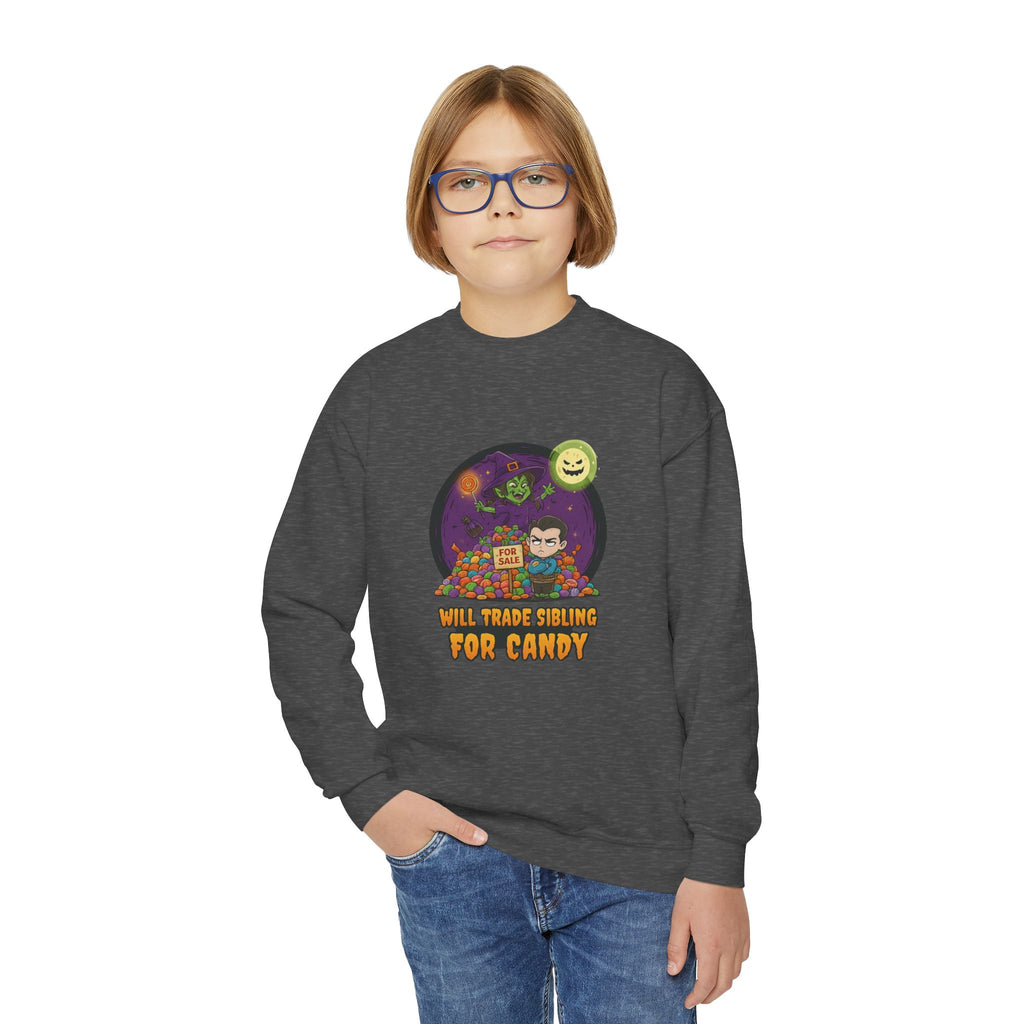 Will Trade Sibling for Candy 2, Fun Halloween Sweatshirt, Cute Kids Sweatshirt
