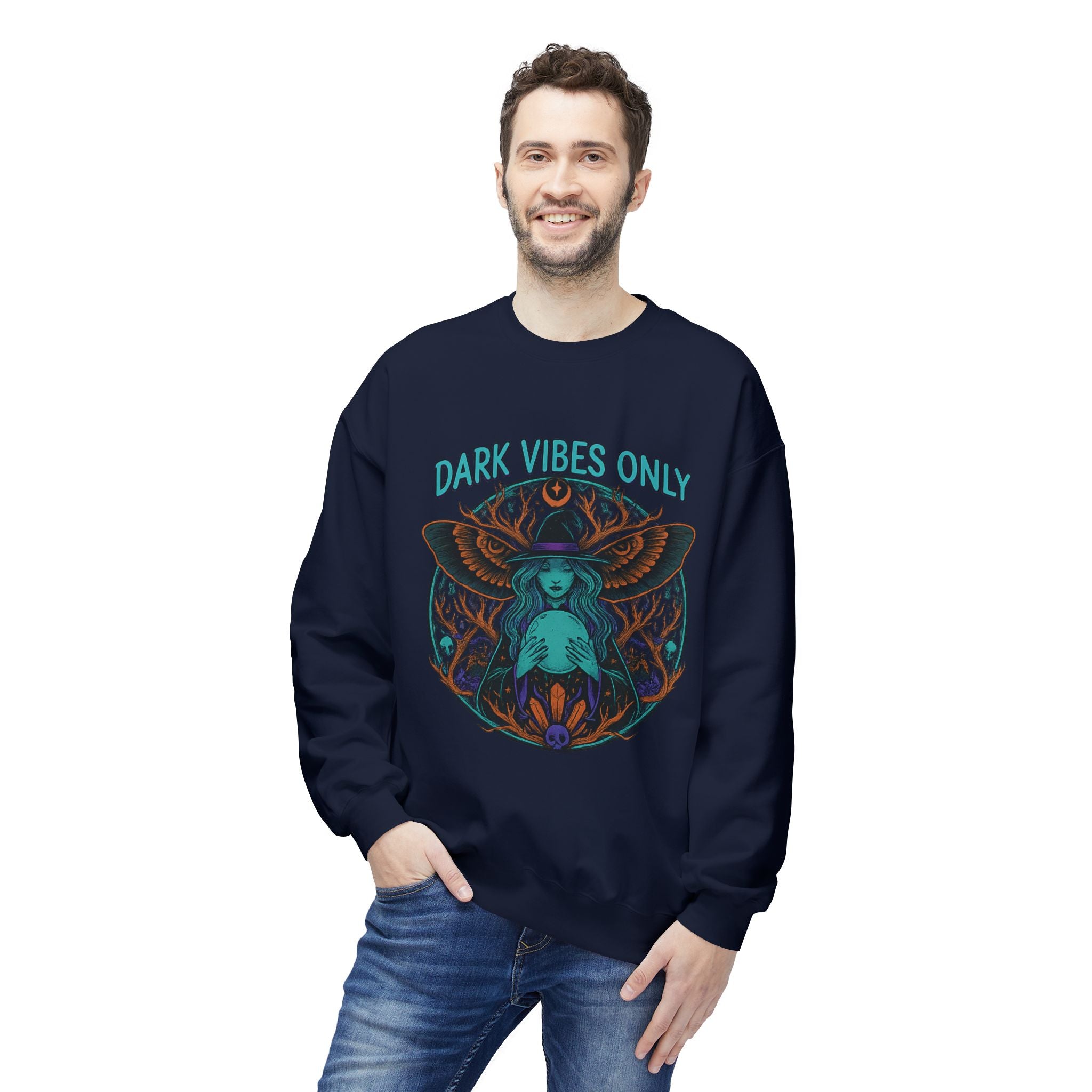 Dark Vibes Only 1 - Crewneck Unisex Sweatshirt - Cozy Halloween Apparel