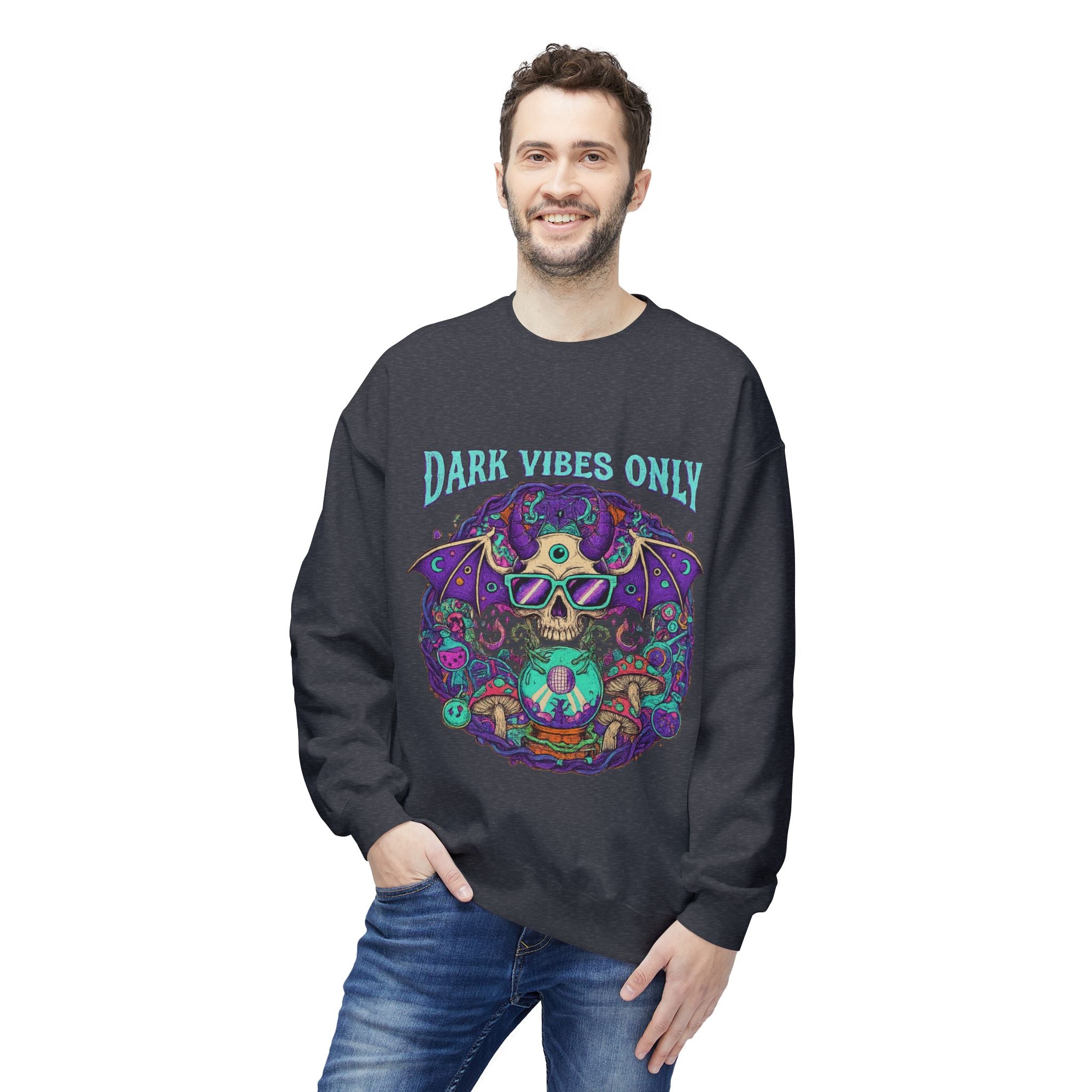 Dark Vibes Only 2 - Crewneck Unisex Sweatshirt - Cozy Halloween Apparel