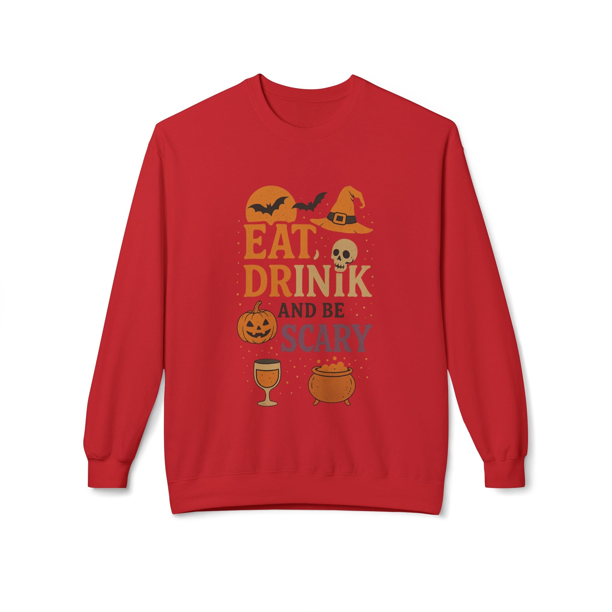 Eat, Drink, and Be Scary 1 - Crewneck Unisex Sweatshirt - Cozy Halloween Apparel