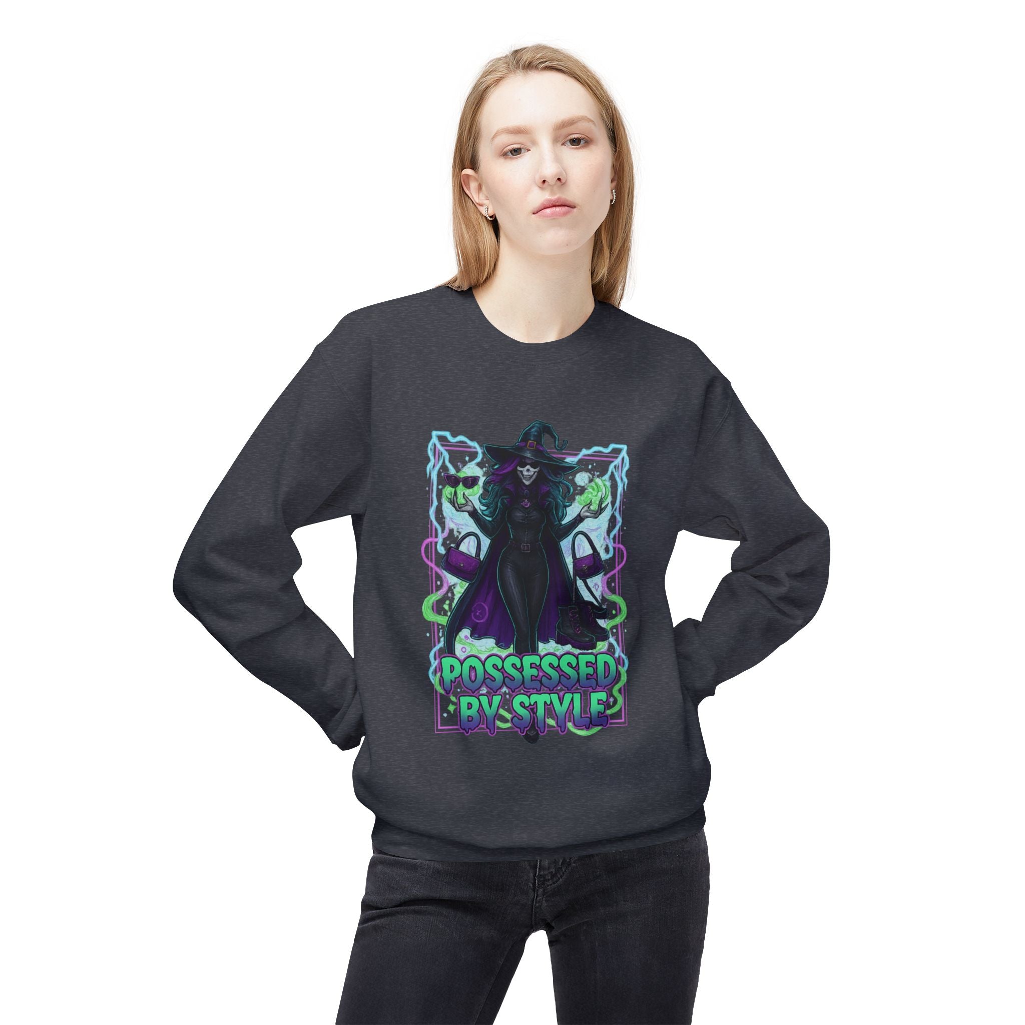 Possessed by Style 4 - Crewneck Unisex Sweatshirt - Cozy Halloween Apparel