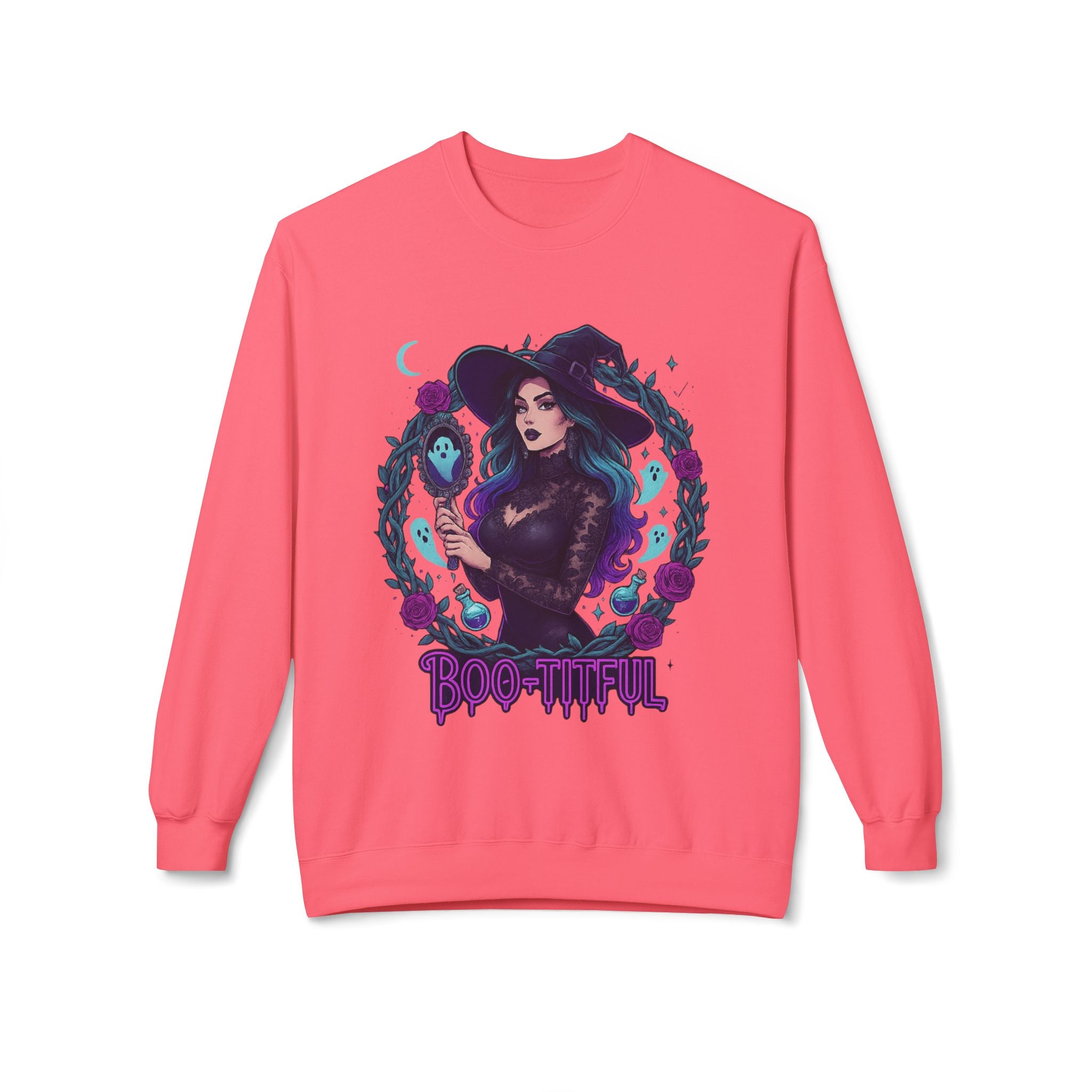 Boo-tiful - Gothic Witch Crewneck Unisex Sweatshirt - Cozy Halloween Apparel