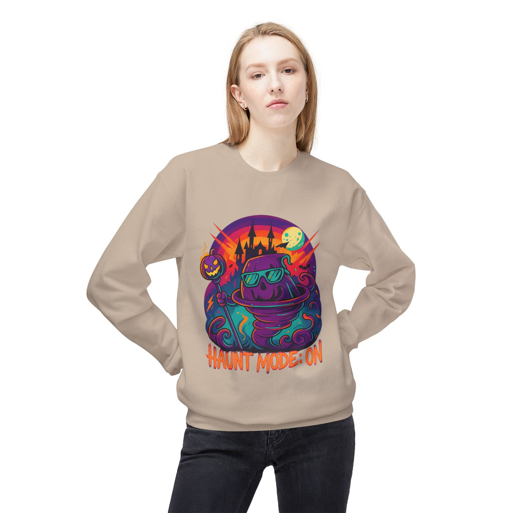 Haunt Mode ON 4 - Crewneck Unisex Sweatshirt - Cozy Halloween Apparel