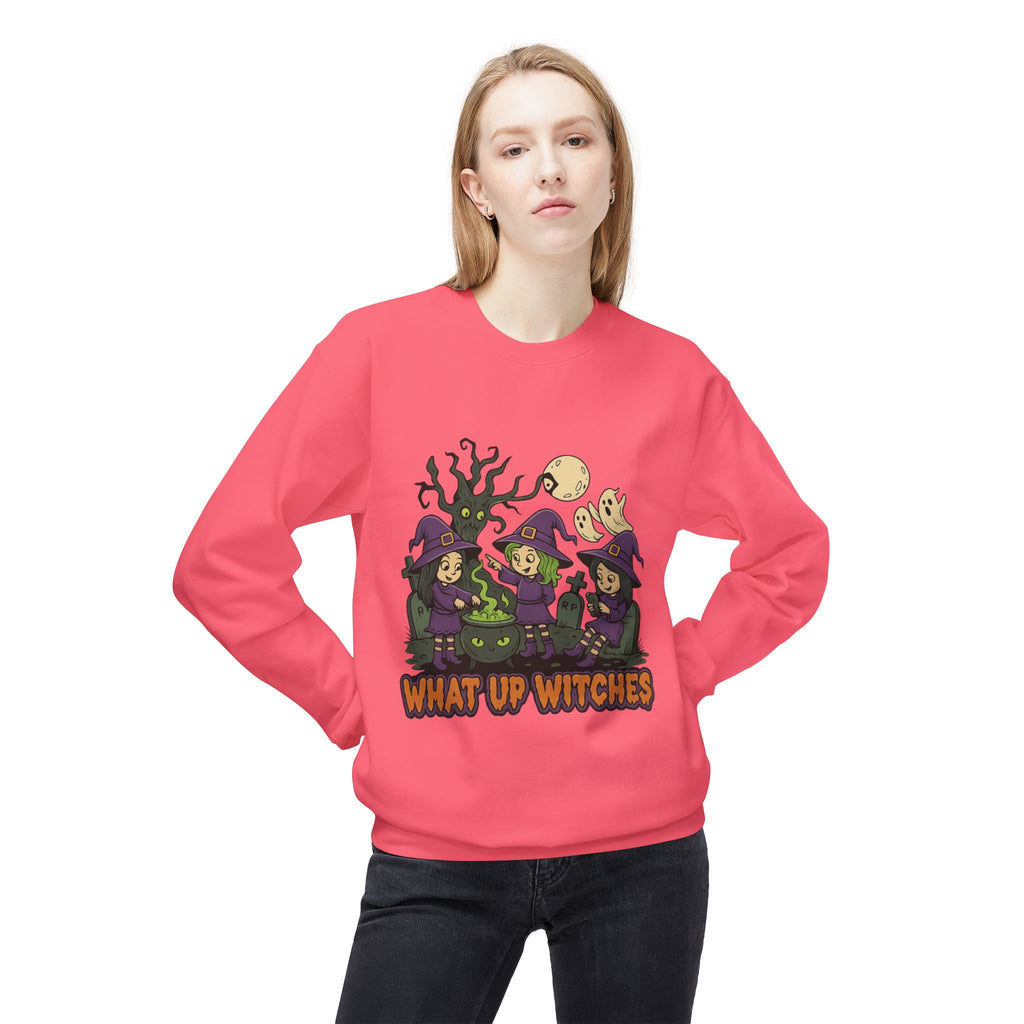 What Up Witches 2.1 - Crewneck Unisex Sweatshirt - Cozy Halloween Apparel
