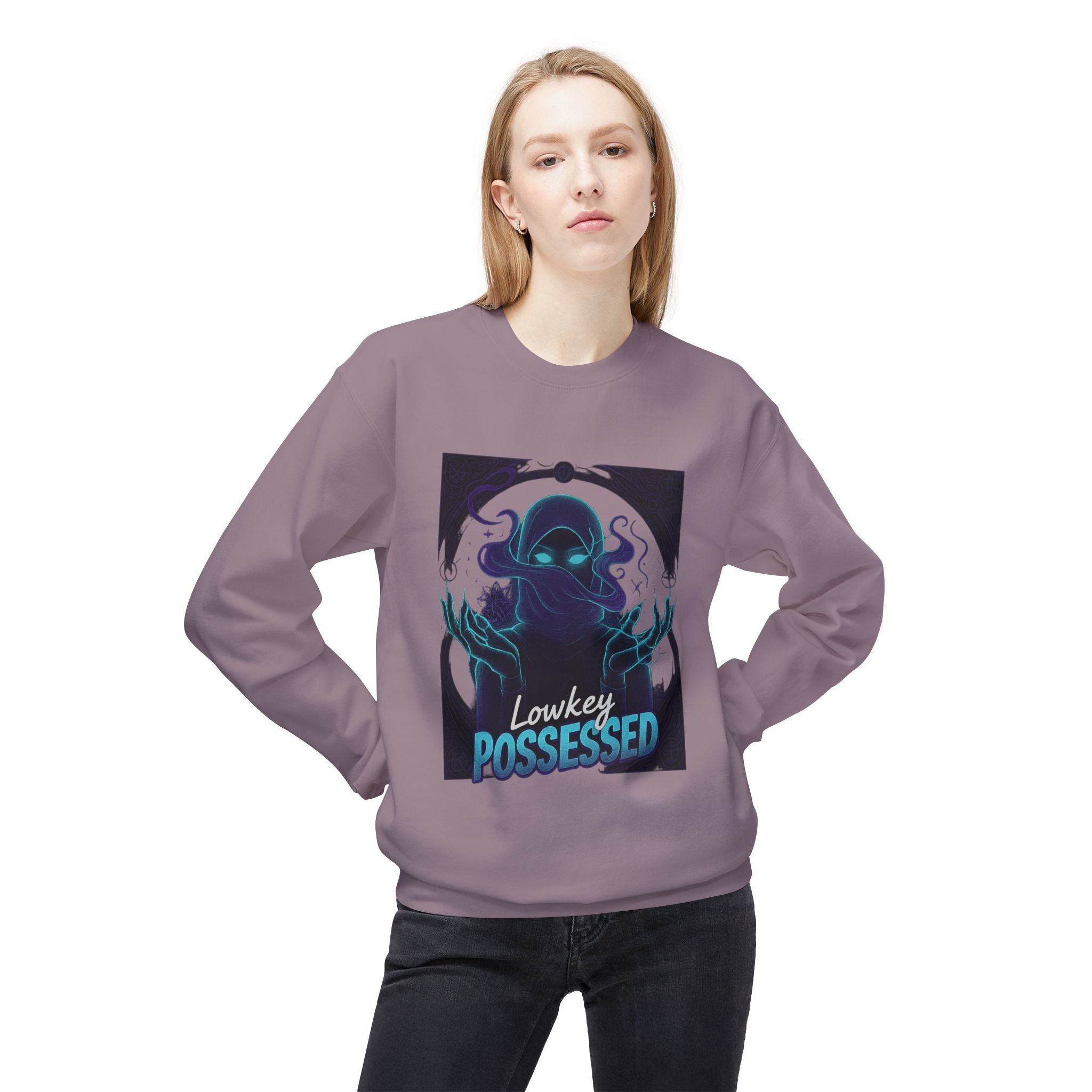 Lowkey Possessed 3 - Crewneck Unisex Sweatshirt - Cozy Halloween Apparel