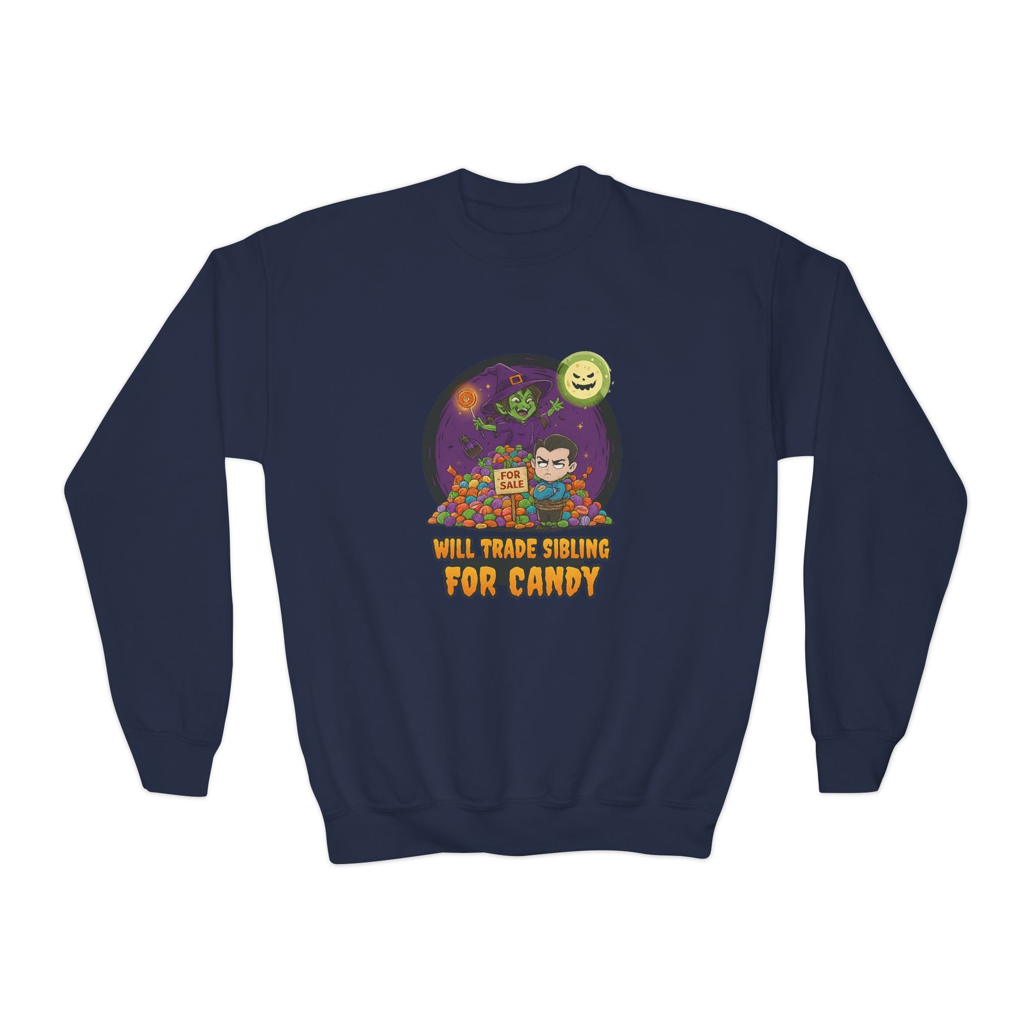 Will Trade Sibling for Candy 2, Fun Halloween Sweatshirt, Cute Kids Sweatshirt