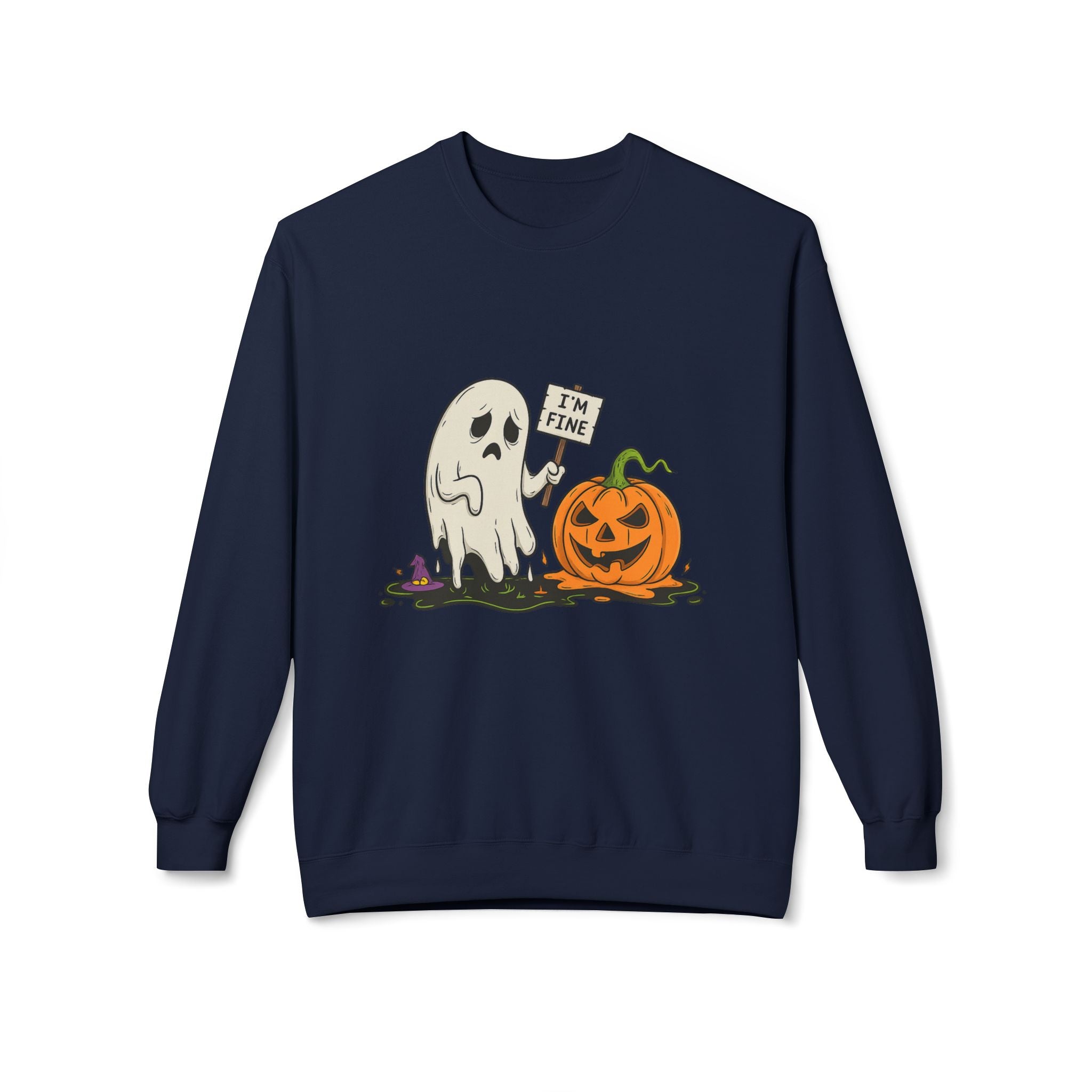 I'm Fine 1 - Crewneck Unisex Sweatshirt - Cozy Halloween Apparel
