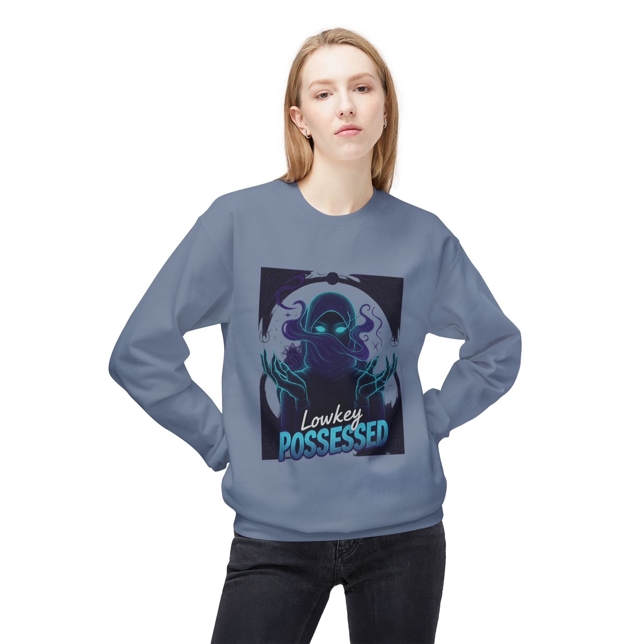 Lowkey Possessed 3 - Crewneck Unisex Sweatshirt - Cozy Halloween Apparel
