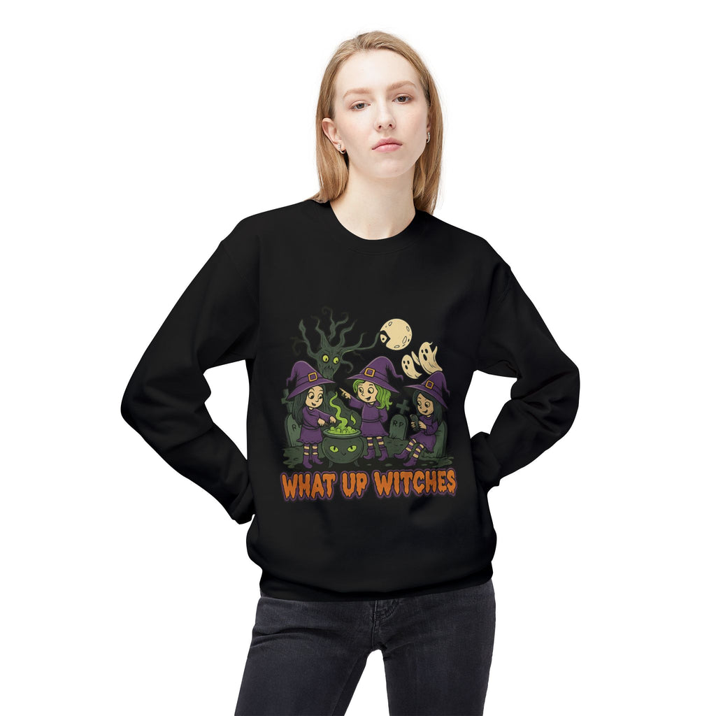What Up Witches 2.1 - Crewneck Unisex Sweatshirt - Cozy Halloween Apparel