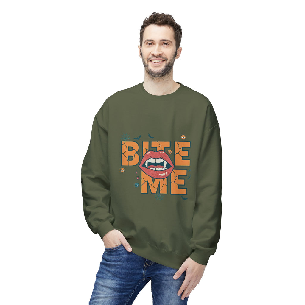 Bite Me 1- Crewneck Unisex Sweatshirt - Cozy Halloween Apparel