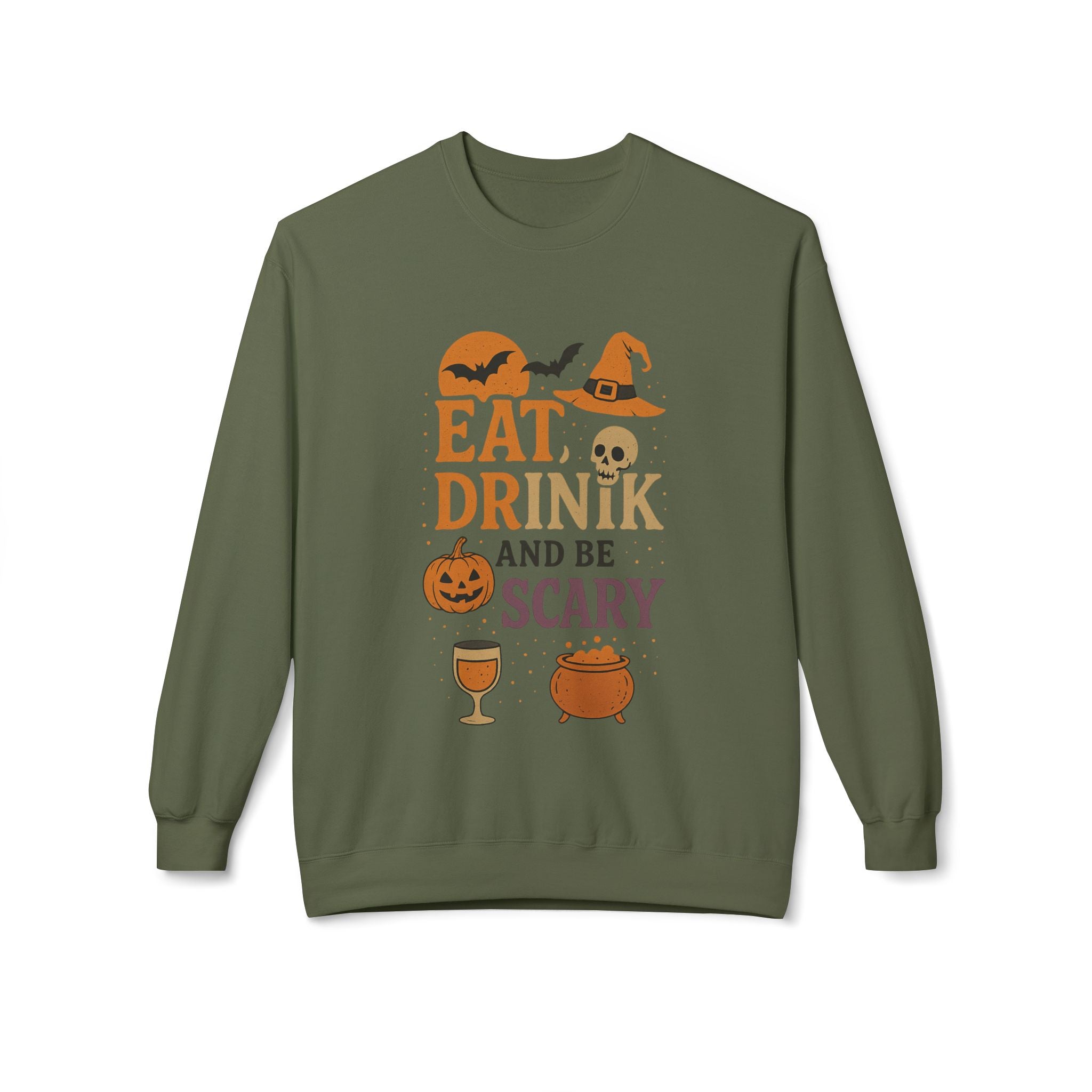 Eat, Drink, and Be Scary 1 - Crewneck Unisex Sweatshirt - Cozy Halloween Apparel