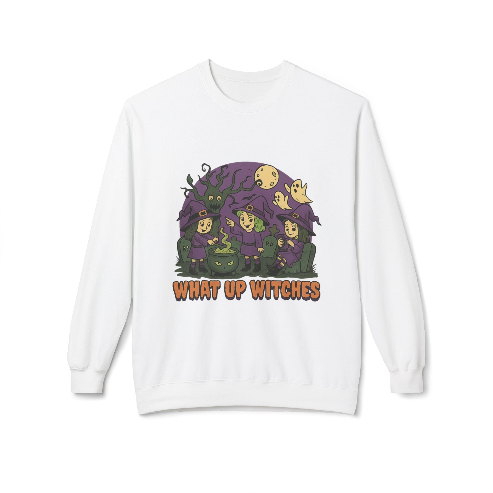 What Up Witches 2.2 - Crewneck Unisex Sweatshirt - Cozy Halloween Apparel
