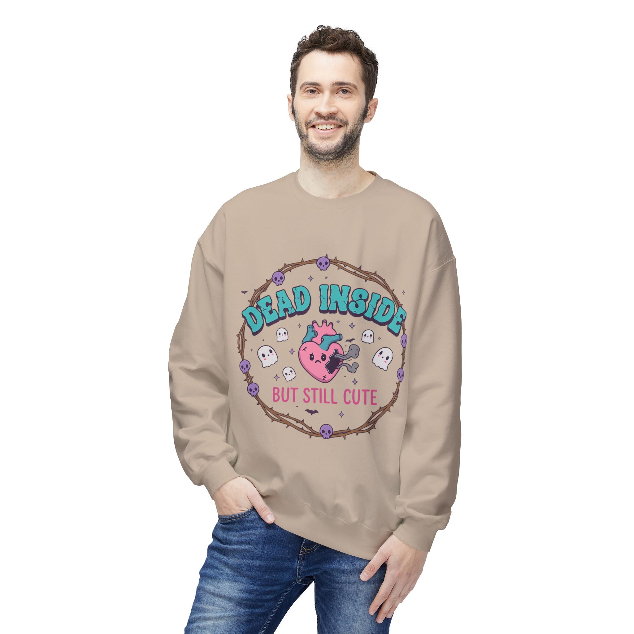 Dead Inside, But Still Cute 1- Crewneck Unisex Sweatshirt - Cozy Halloween Apparel