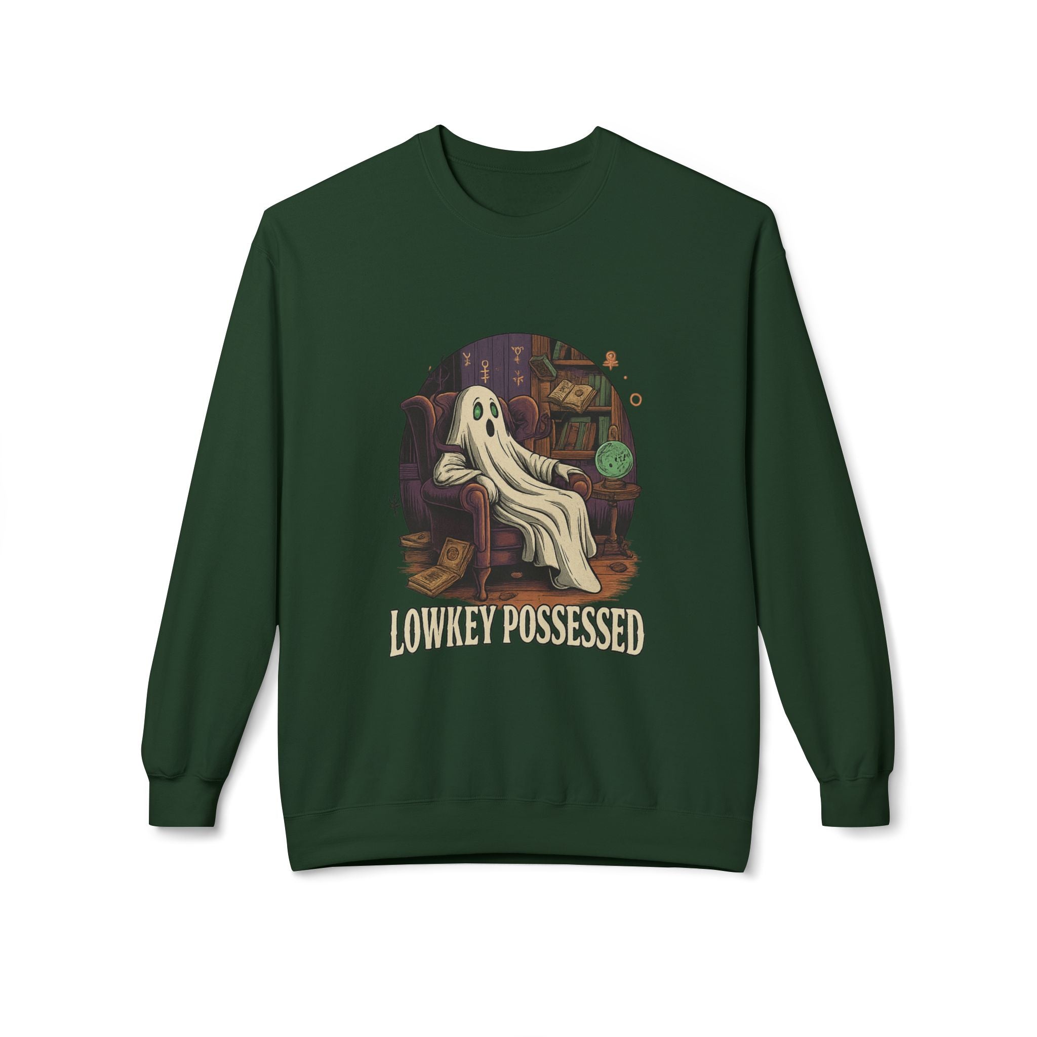 Lowkey Possessed 1 - Crewneck Unisex Sweatshirt - Cozy Halloween Apparel