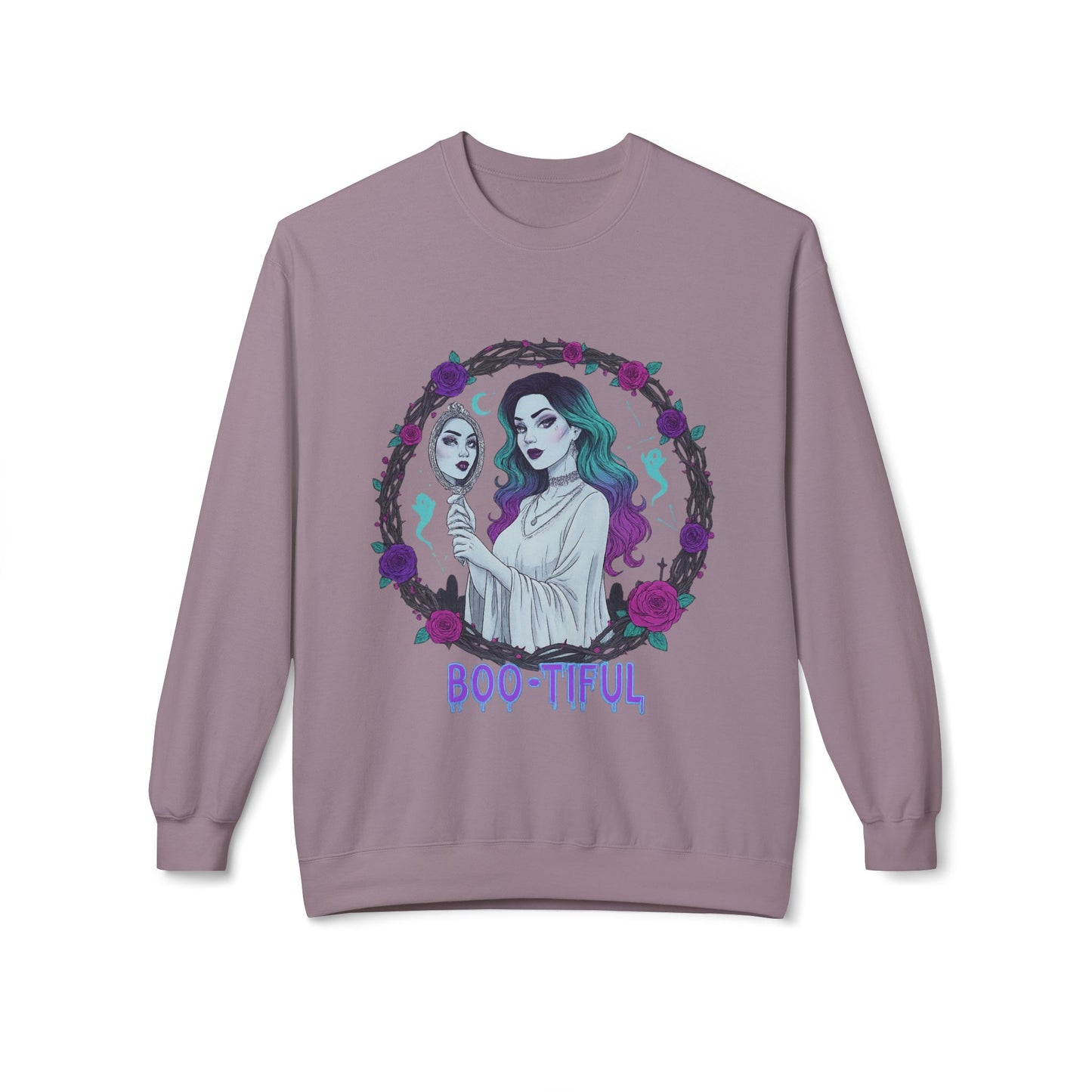 Boo-tiful - Gothic Witch Crewneck Unisex Sweatshirt - Cozy Halloween Apparel