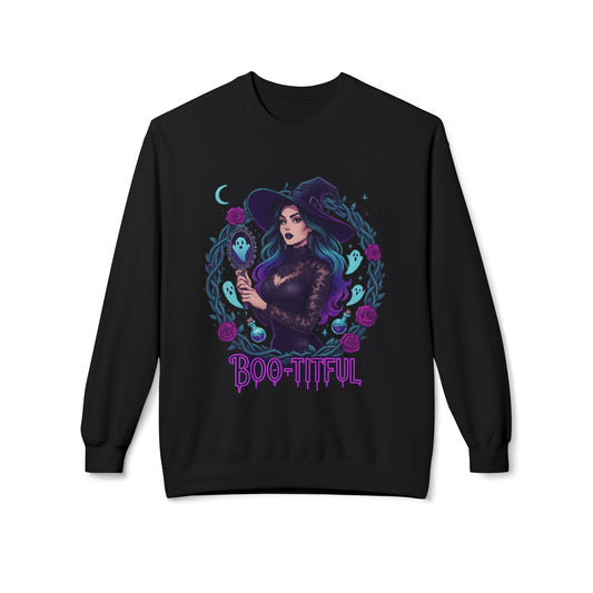 Boo-tiful - Gothic Witch Crewneck Unisex Sweatshirt - Cozy Halloween Apparel