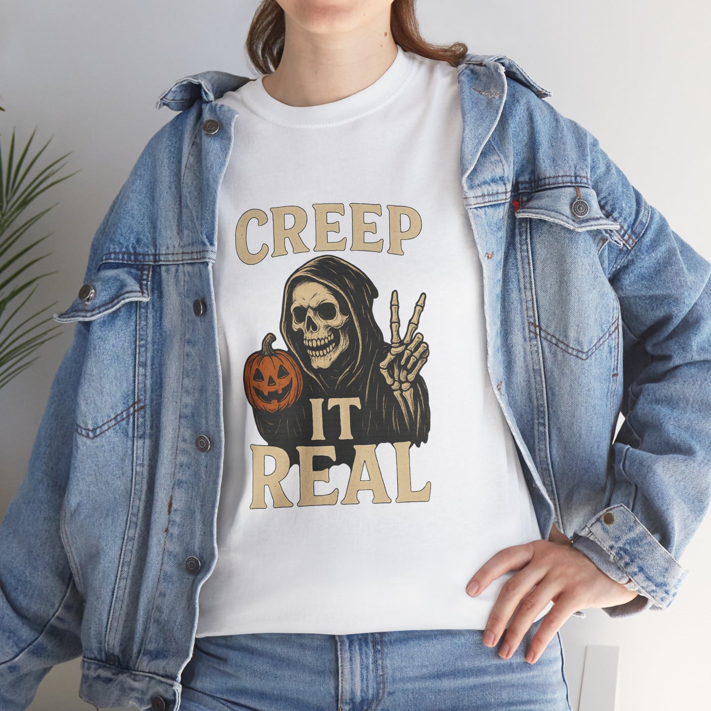 Creep It Real T-Shirt, Halloween Skull Graphic Tee, Unisex Cotton Shirt