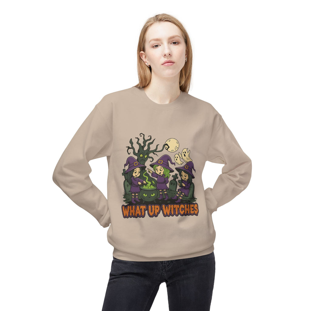 What Up Witches 2.1 - Crewneck Unisex Sweatshirt - Cozy Halloween Apparel