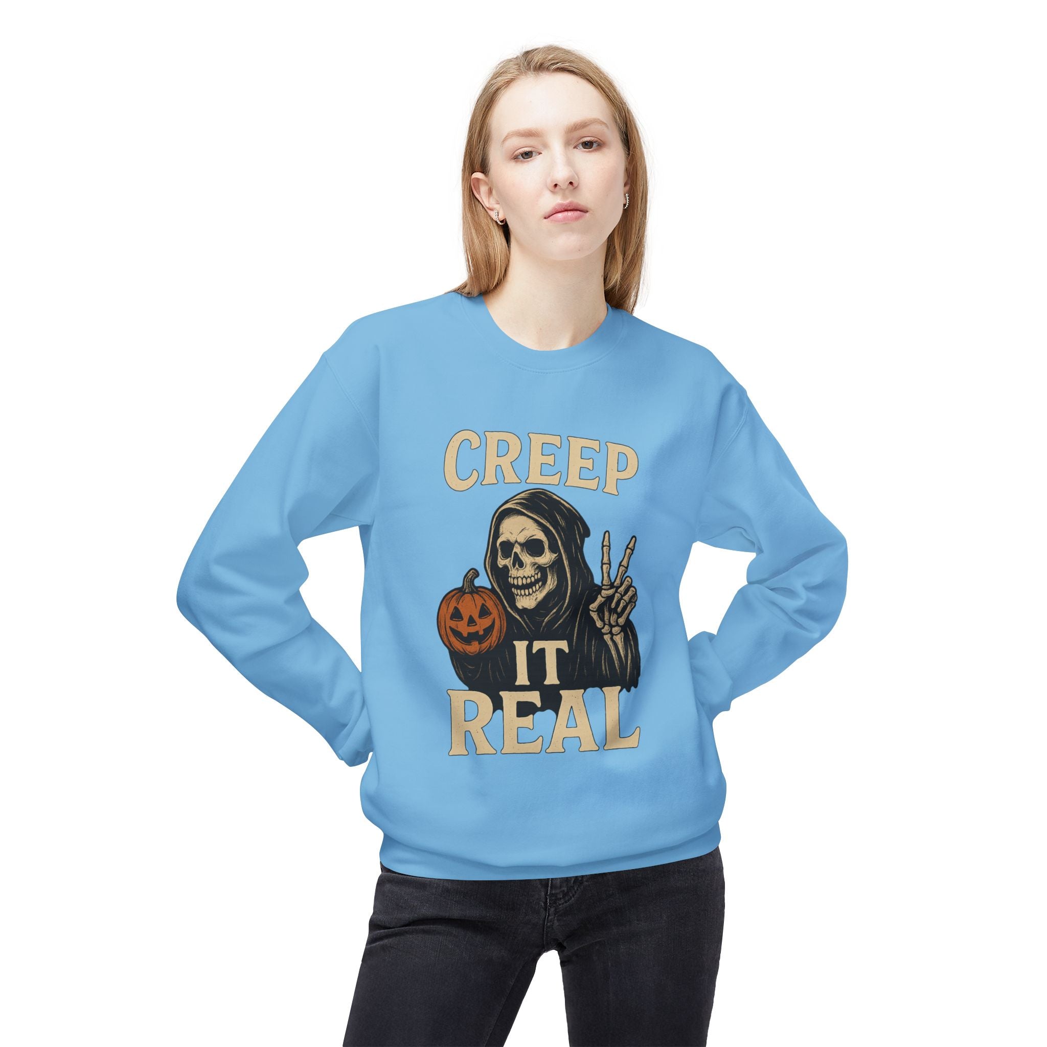 Creep It Real 1 - Crewneck Unisex Sweatshirt - Cozy Halloween Apparel