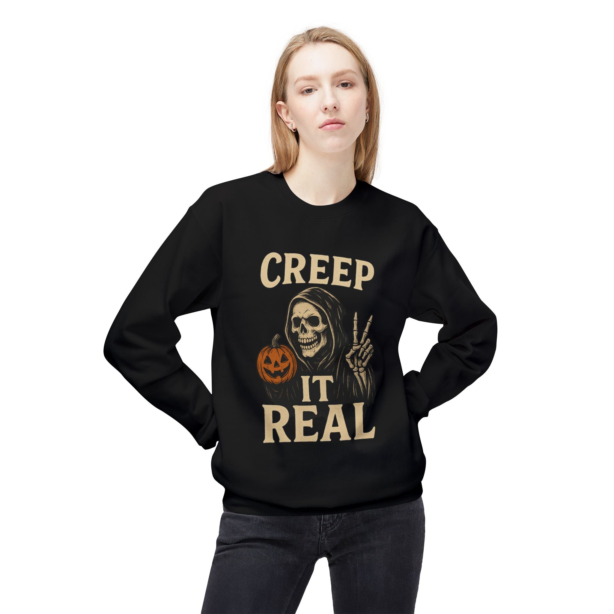 Creep It Real 1 - Crewneck Unisex Sweatshirt - Cozy Halloween Apparel