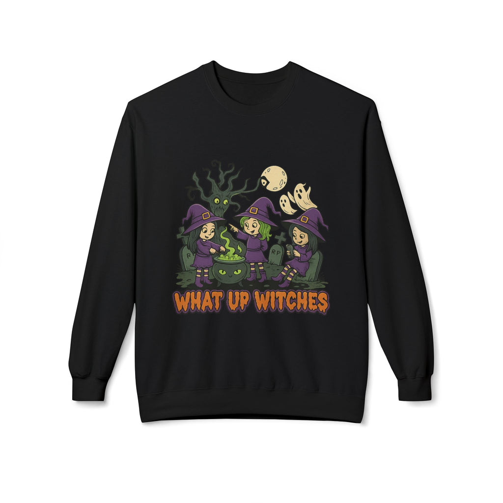 What Up Witches 2.1 - Crewneck Unisex Sweatshirt - Cozy Halloween Apparel