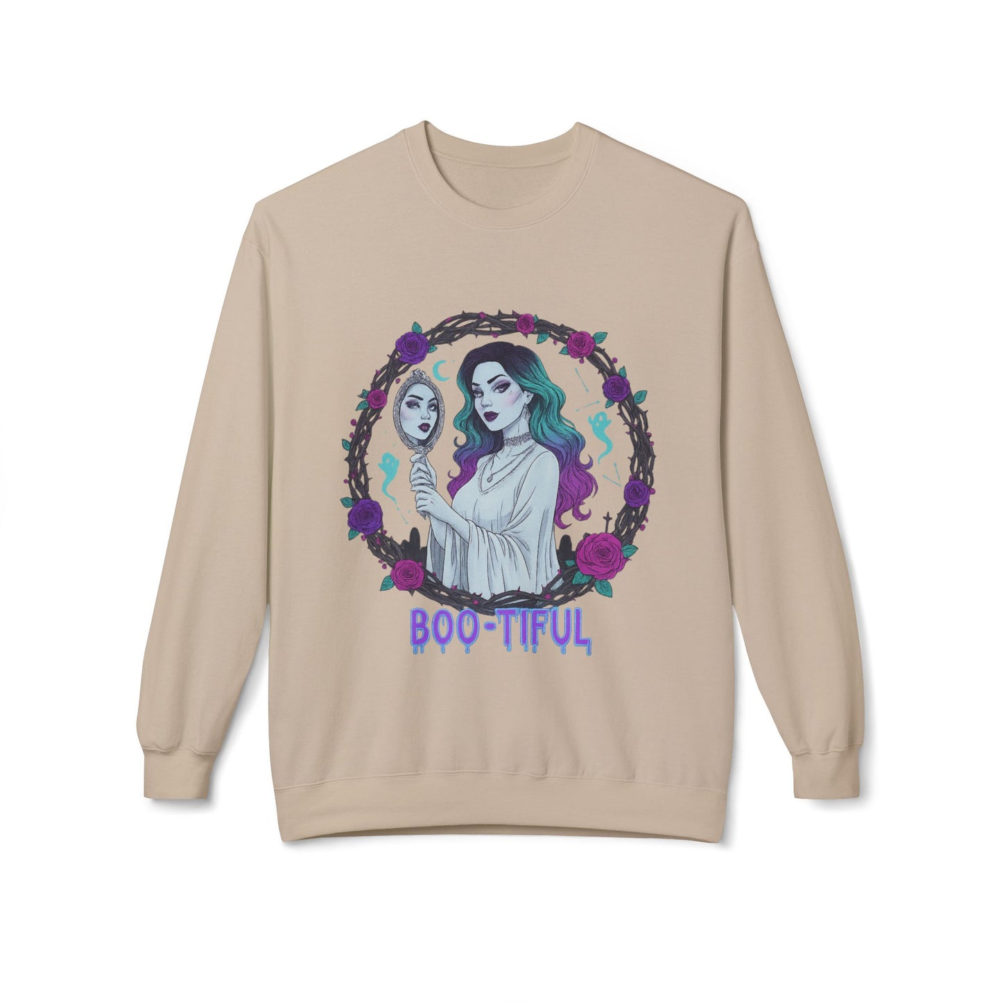 Boo-tiful - Gothic Witch Crewneck Unisex Sweatshirt - Cozy Halloween Apparel