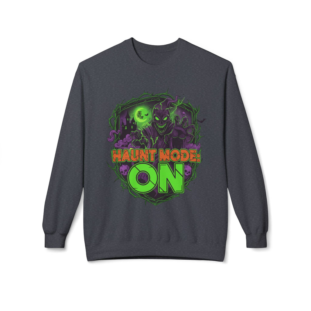 Haunt Mode ON 1 - Crewneck Unisex Sweatshirt - Cozy Halloween Apparel