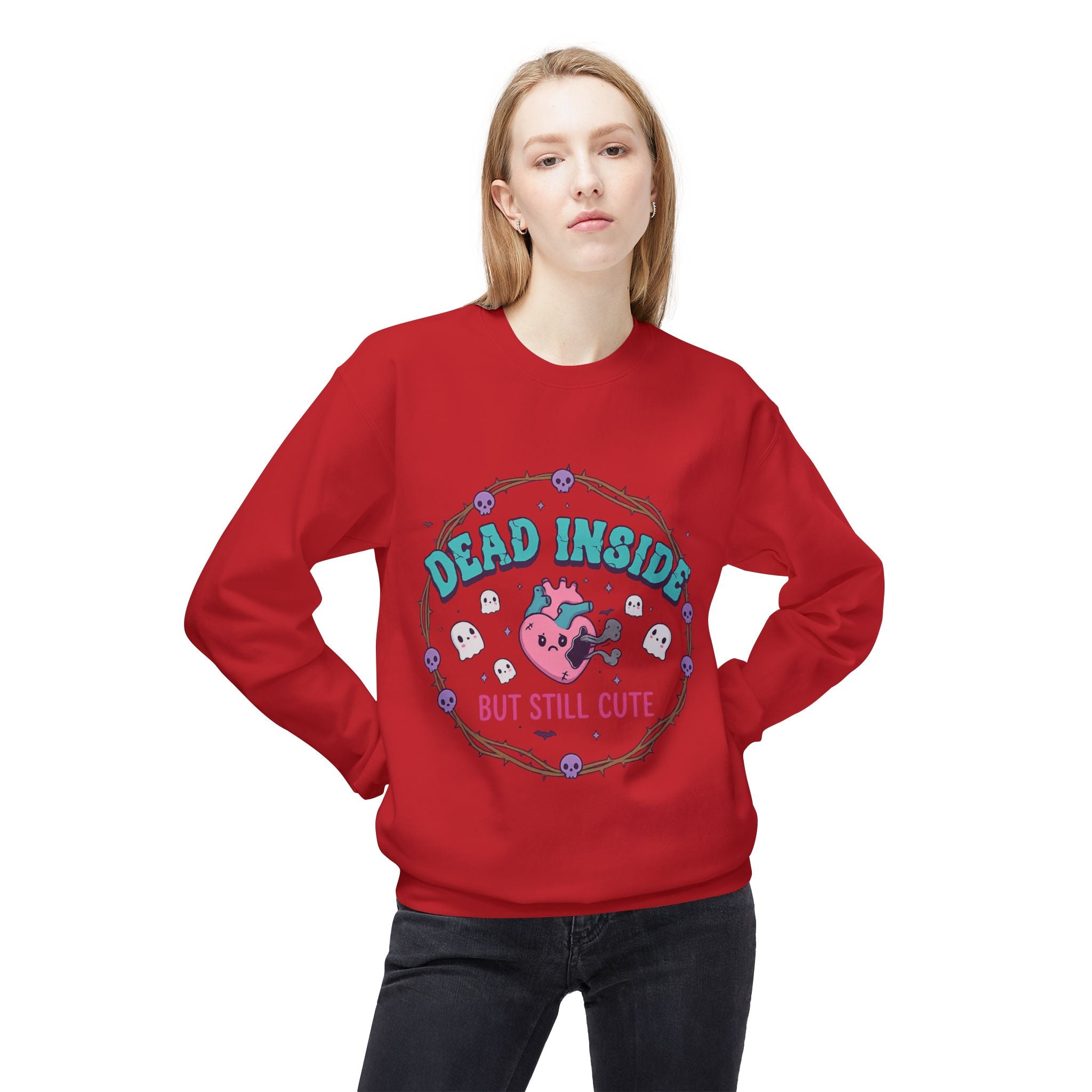 Dead Inside, But Still Cute 1- Crewneck Unisex Sweatshirt - Cozy Halloween Apparel