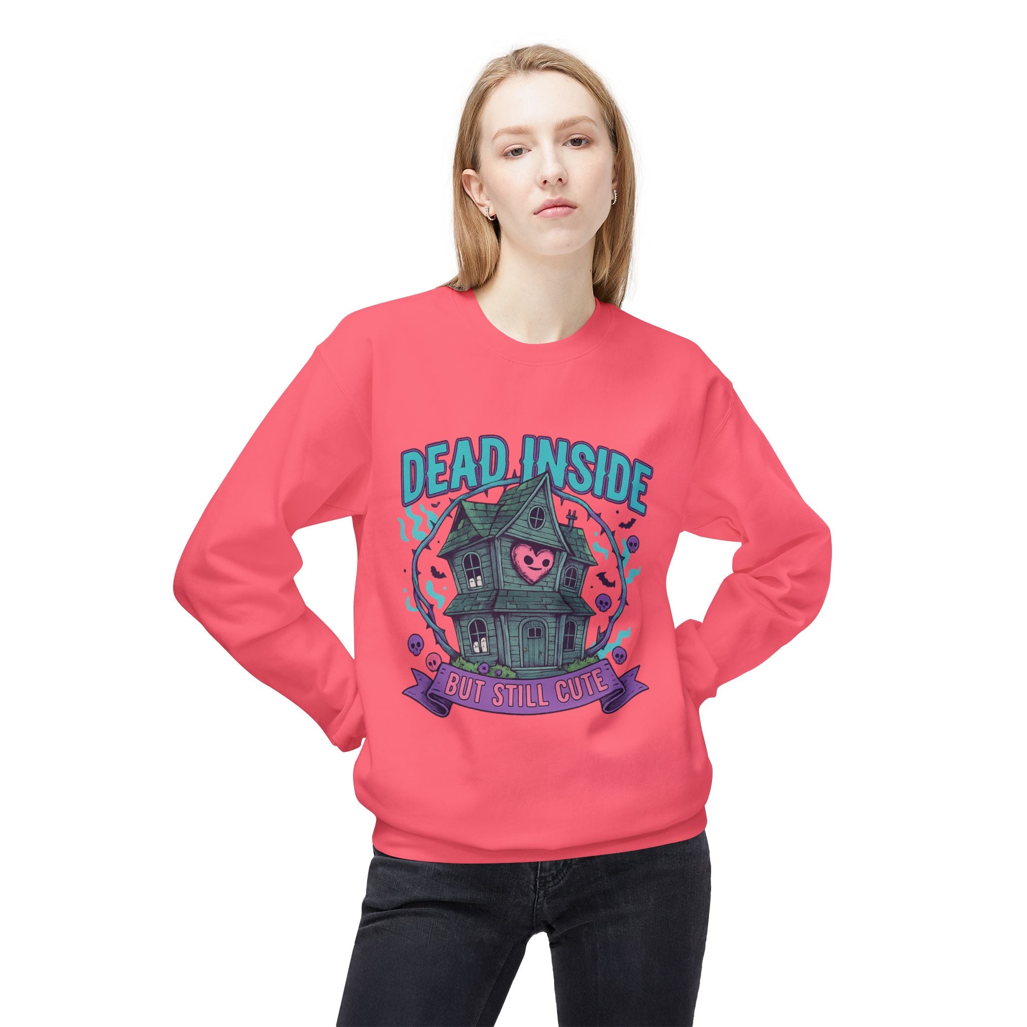 Dead Inside, But Still Cute 2 - Crewneck Unisex Sweatshirt - Cozy Halloween Apparel
