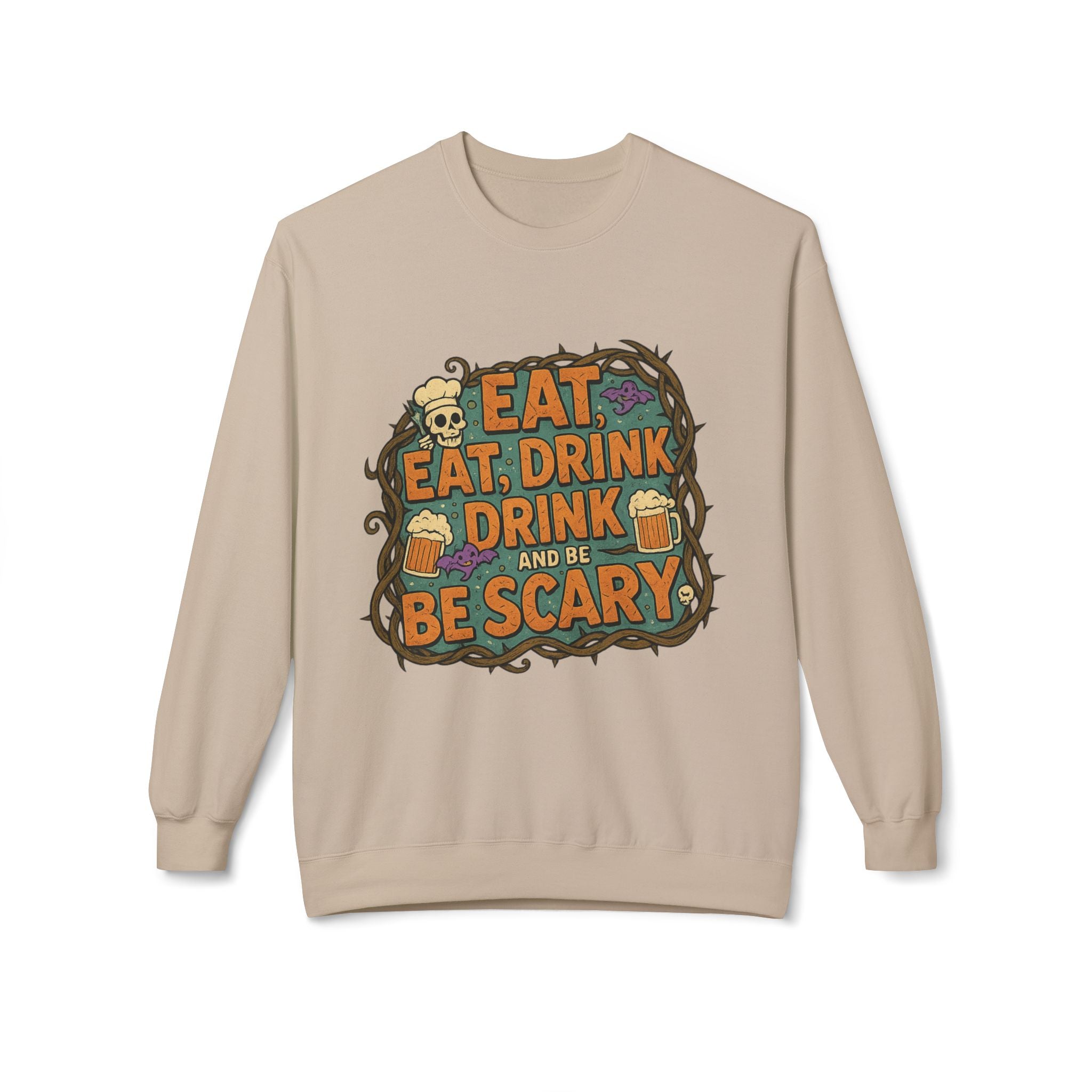 Eat, Drink, and Be Scary 2 - Crewneck Unisex Sweatshirt - Cozy Halloween Apparel