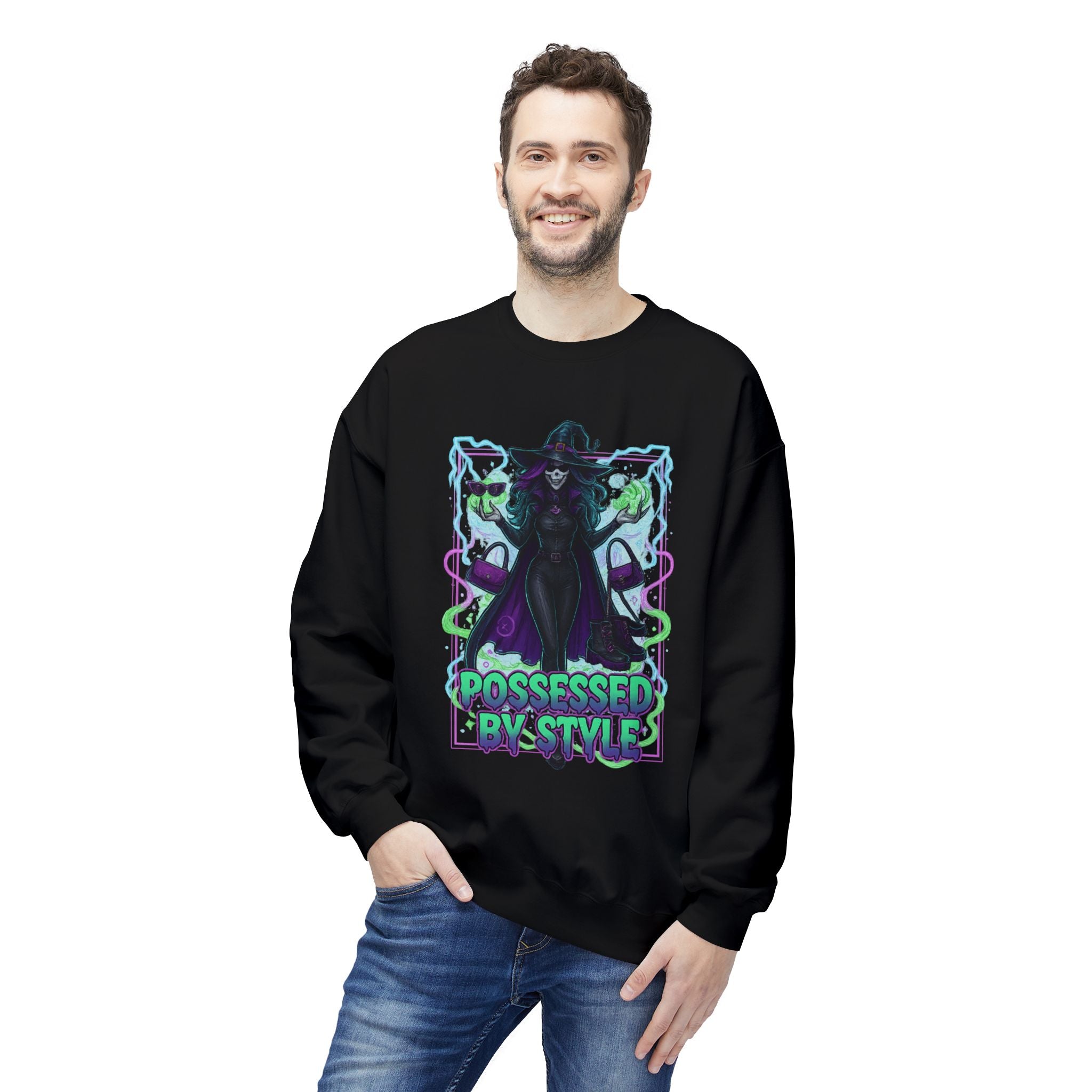 Possessed by Style 4 - Crewneck Unisex Sweatshirt - Cozy Halloween Apparel