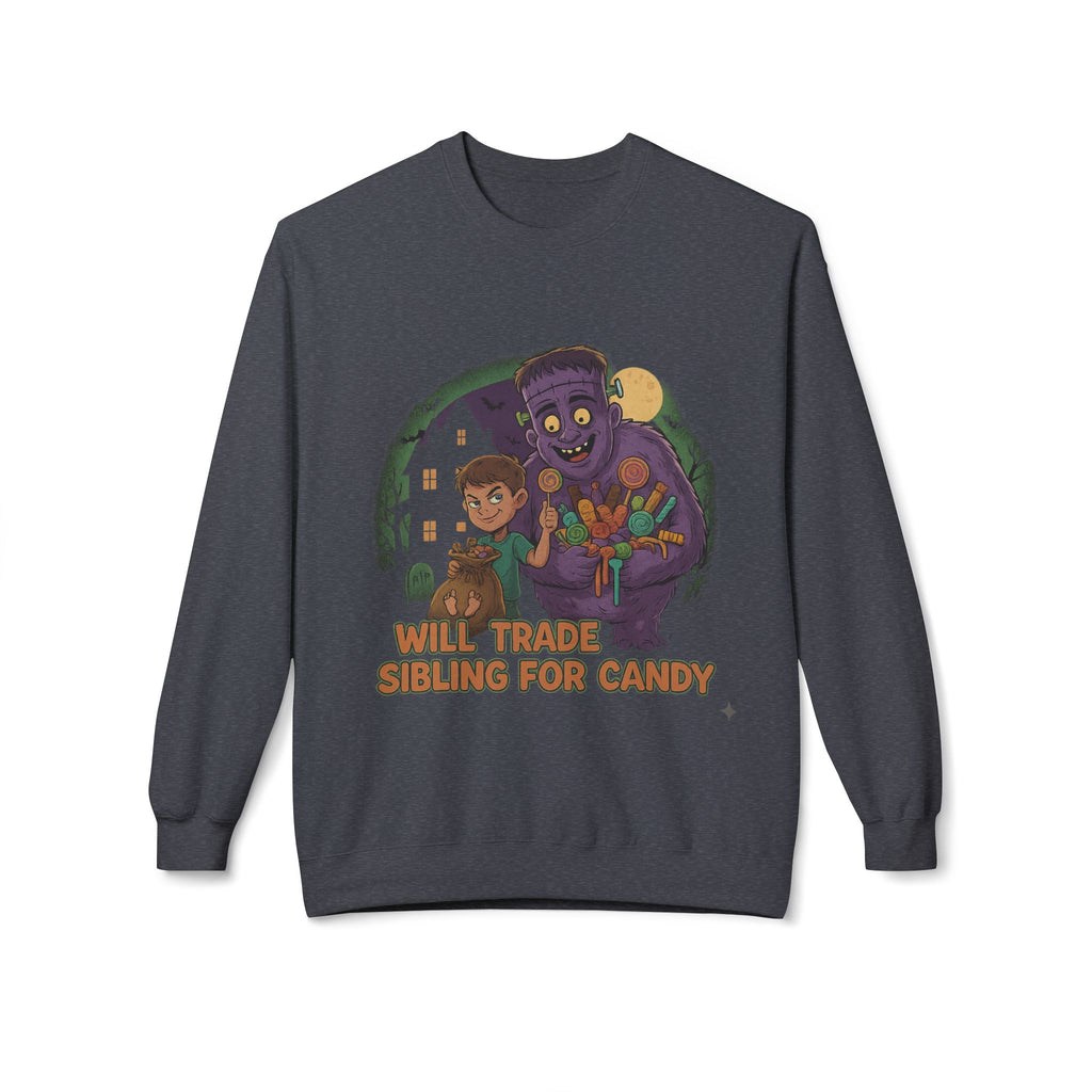 Will Trade Sibling for Candy 1 - Crewneck Unisex Sweatshirt - Cozy Halloween Apparel