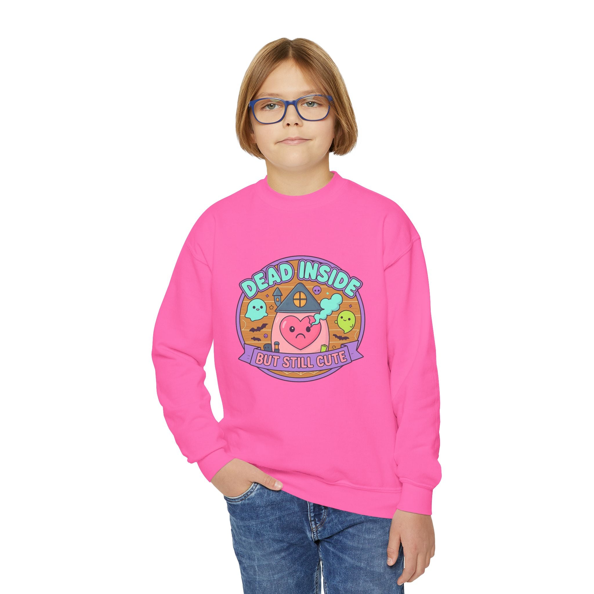 KIDS 'Dead Inside But Still Cute' Design 1, Funny Teen Apparel, Cute Sweatshirt, Unique Gift for Kids,