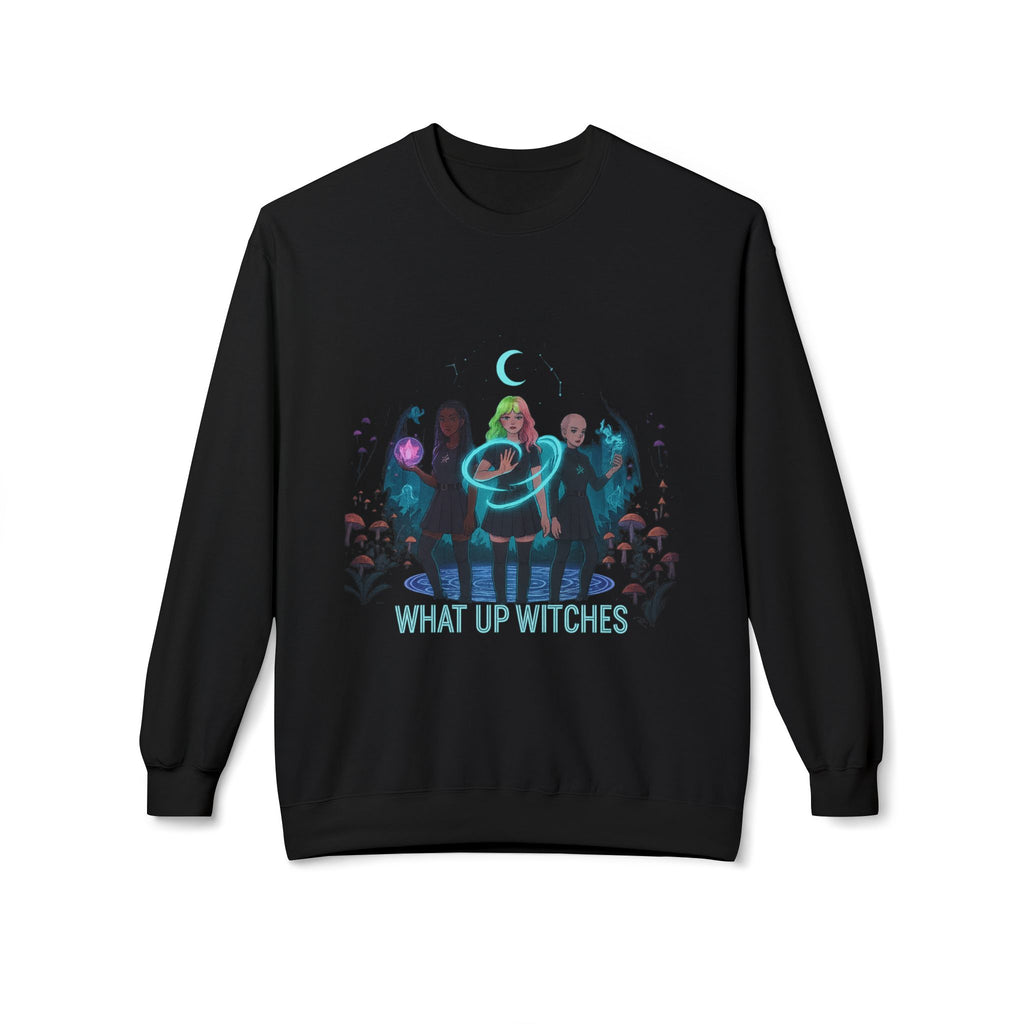 What Up Witches 3 - Crewneck Unisex Sweatshirt - Cozy Halloween Apparel