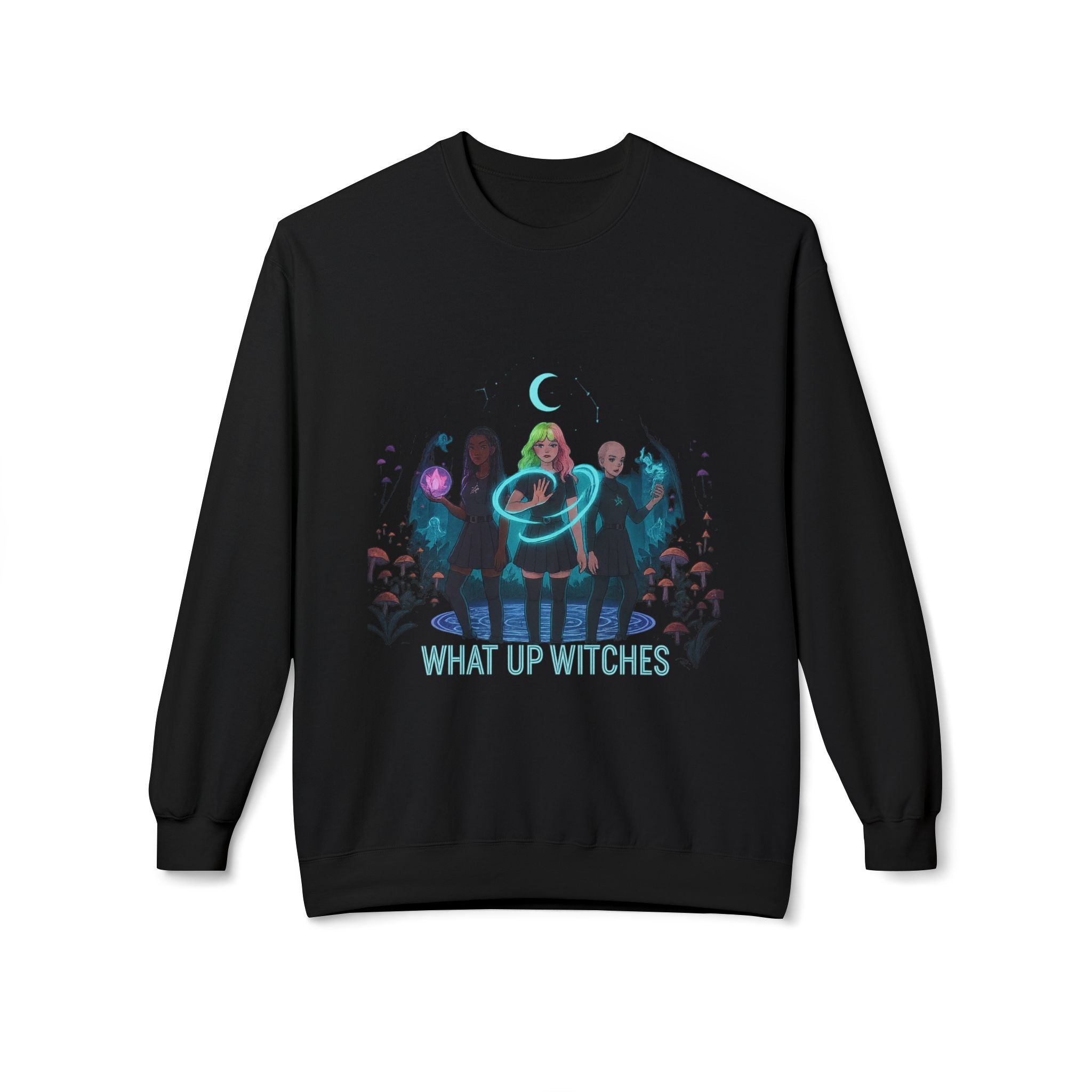 What Up Witches 3 - Crewneck Unisex Sweatshirt - Cozy Halloween Apparel
