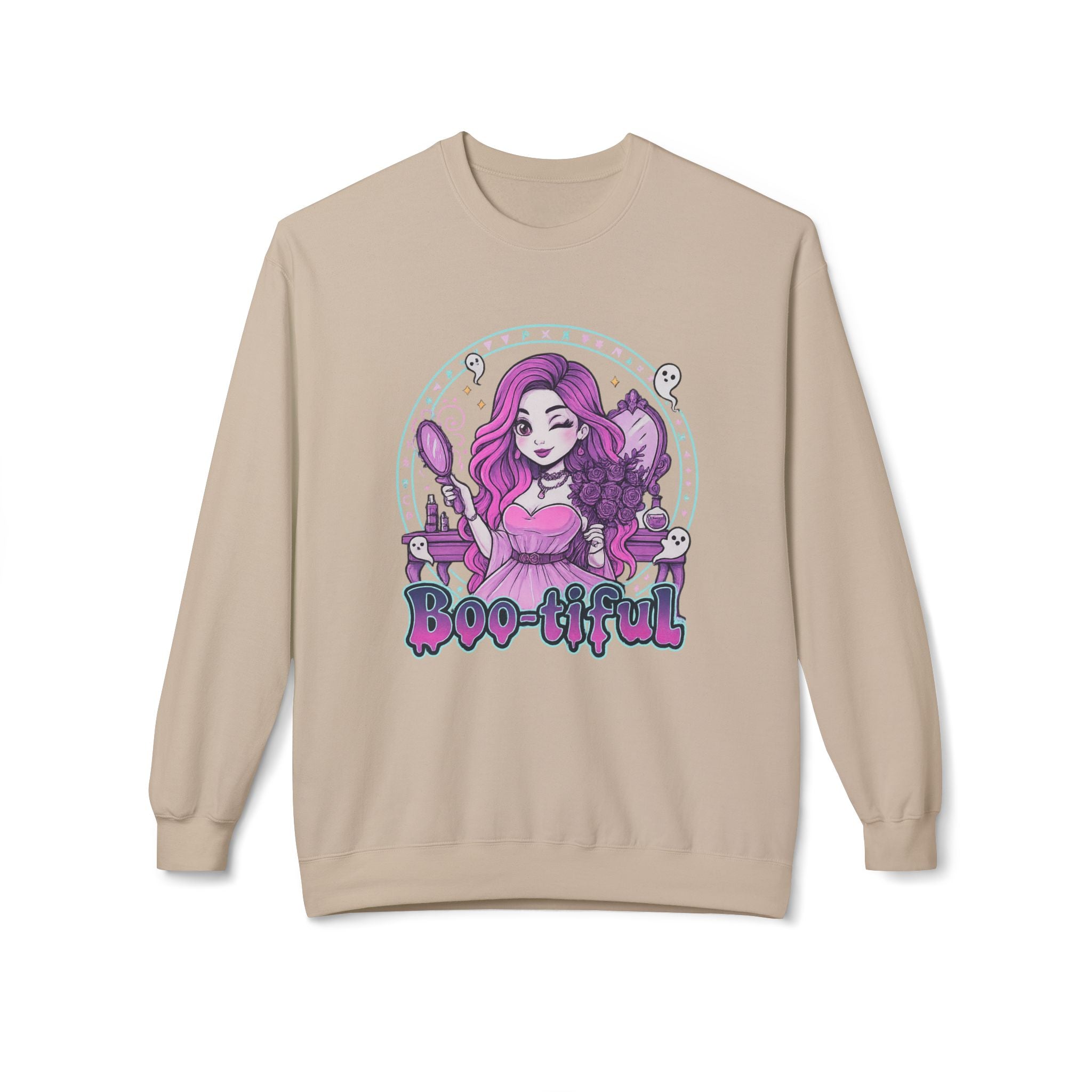 Boo-tiful 3- Gothic Witch Crewneck Unisex Sweatshirt - Cozy Halloween Apparel