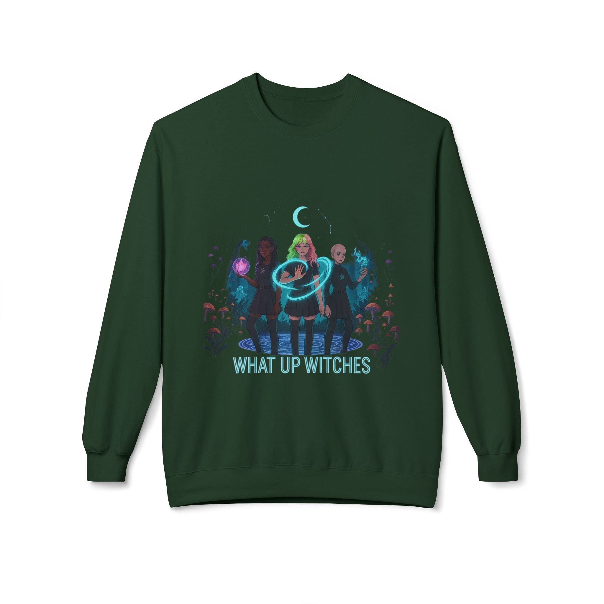 What Up Witches 3 - Crewneck Unisex Sweatshirt - Cozy Halloween Apparel