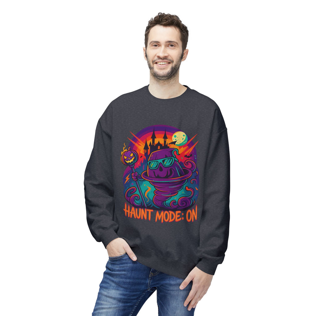 Haunt Mode ON 4 - Crewneck Unisex Sweatshirt - Cozy Halloween Apparel