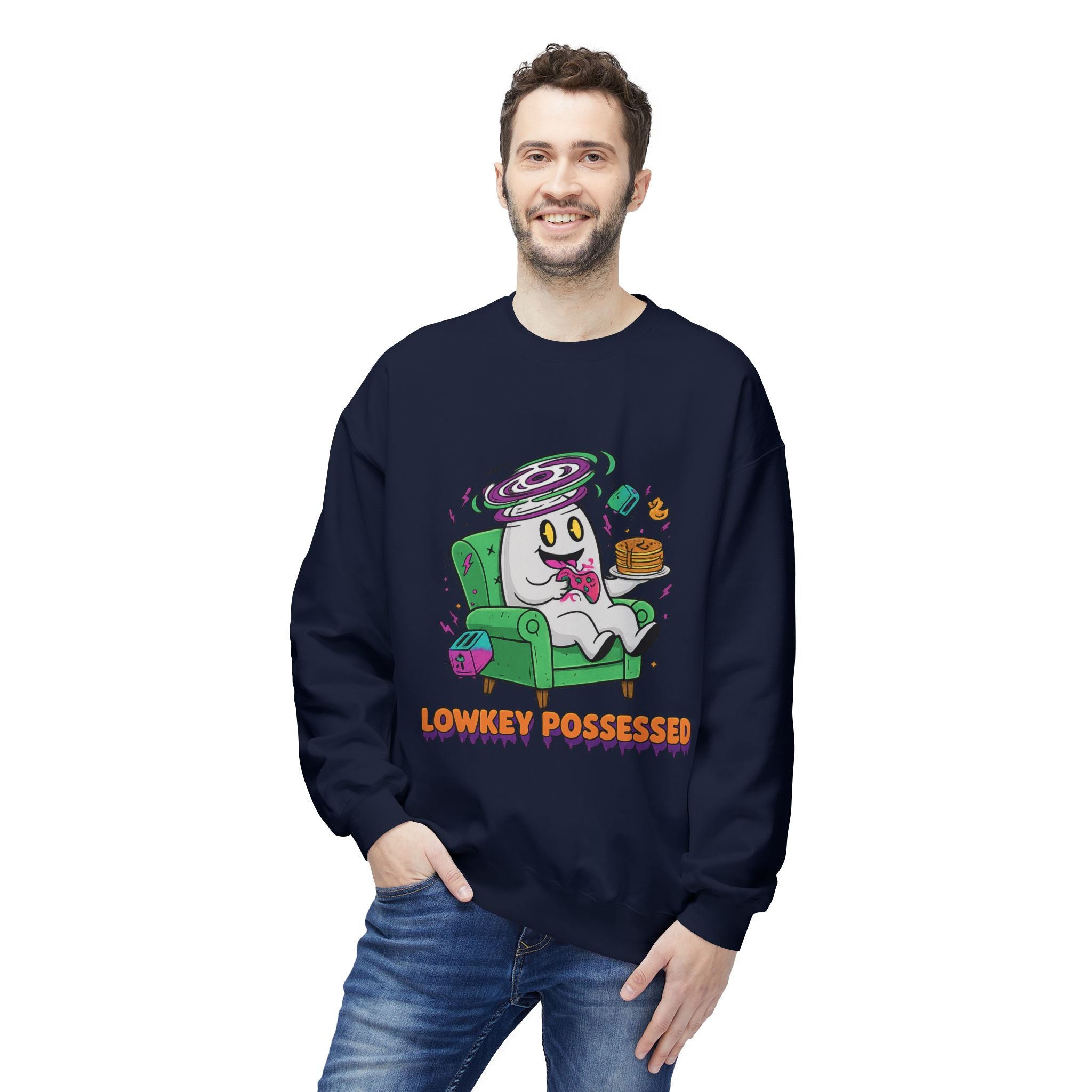 Lowkey Possessed 4 - Crewneck Unisex Sweatshirt - Cozy Halloween Apparel