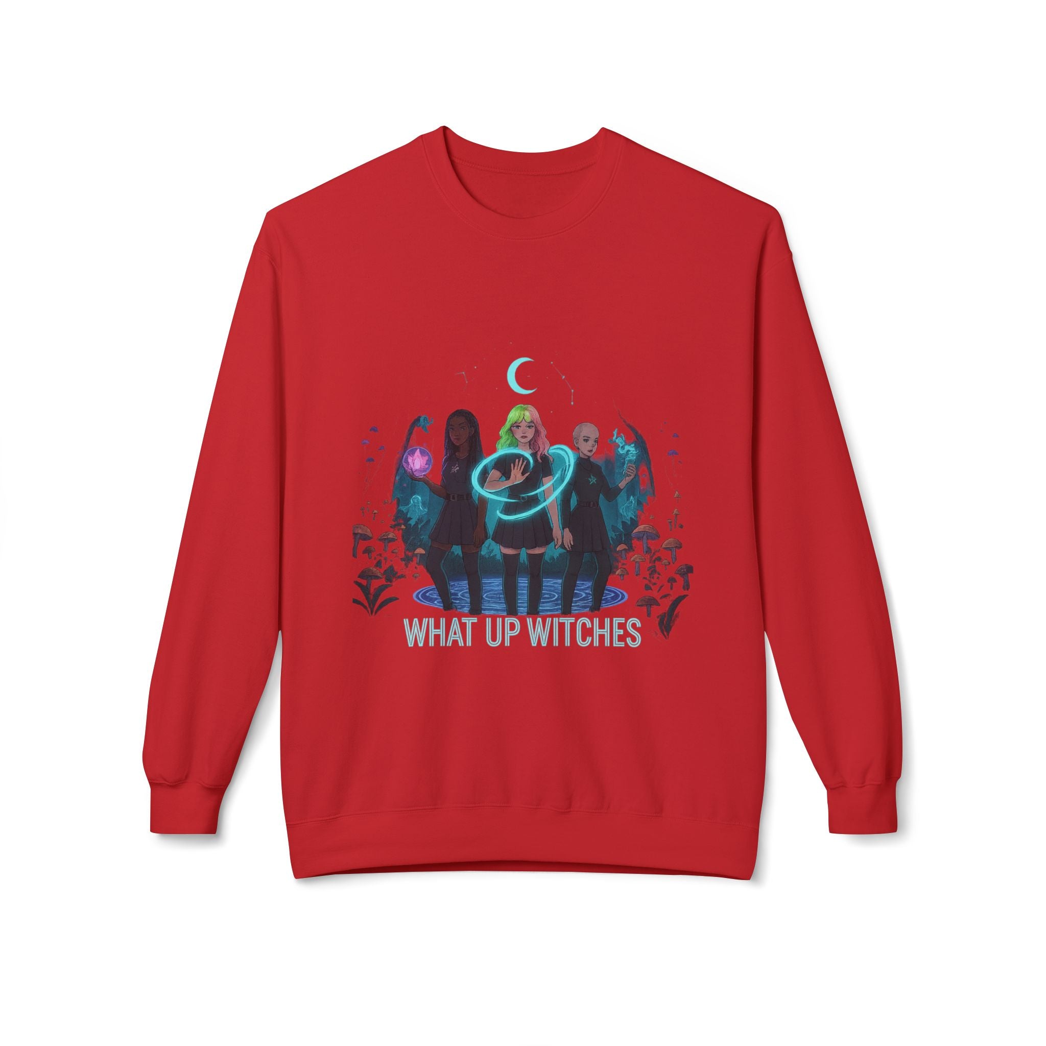 What Up Witches 3 - Crewneck Unisex Sweatshirt - Cozy Halloween Apparel